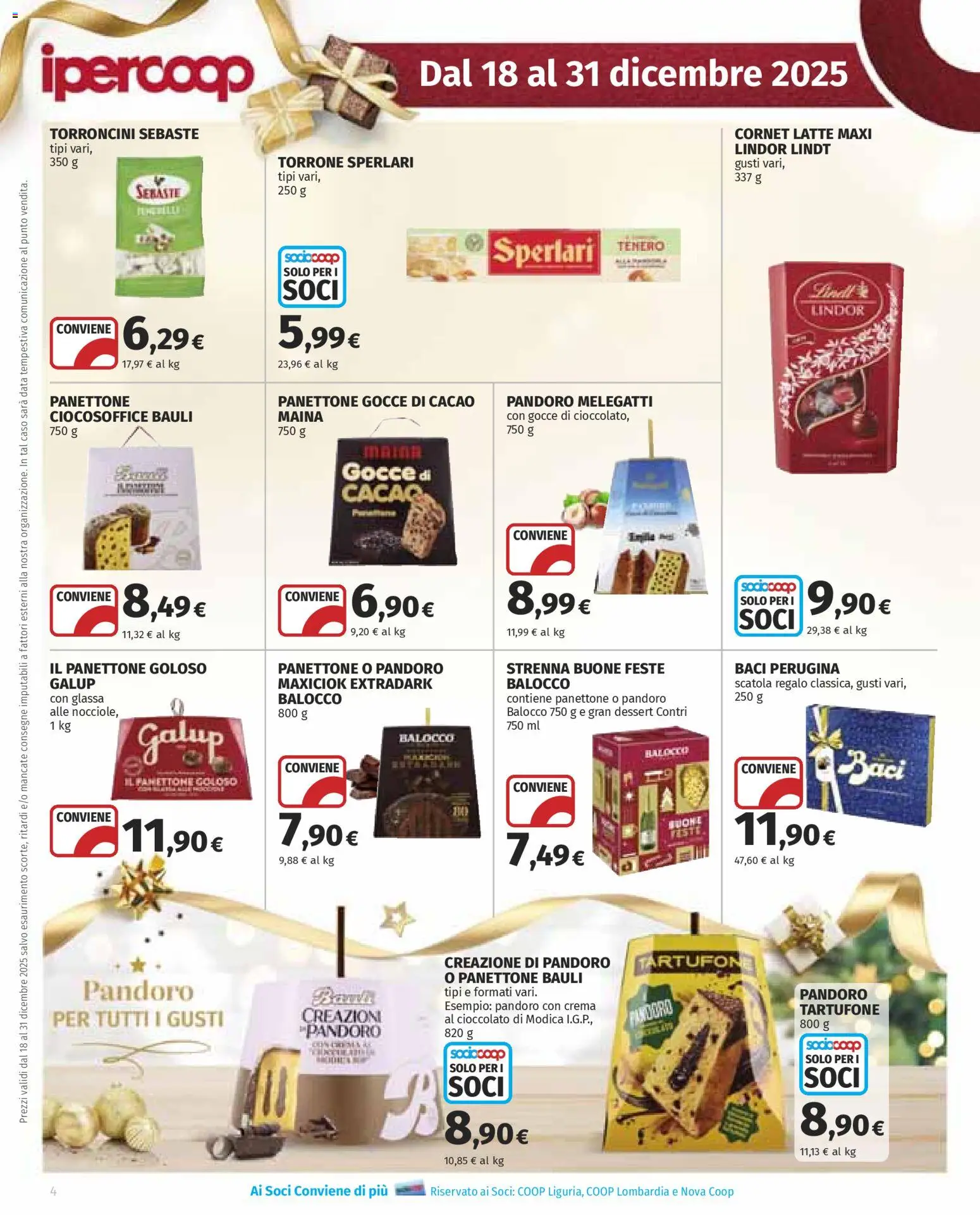 Volantino Ipercoop del 18.12.2025 | Pagina: 4 | Prodotti: Crema, Cioccolato, Torroncini, Scatola