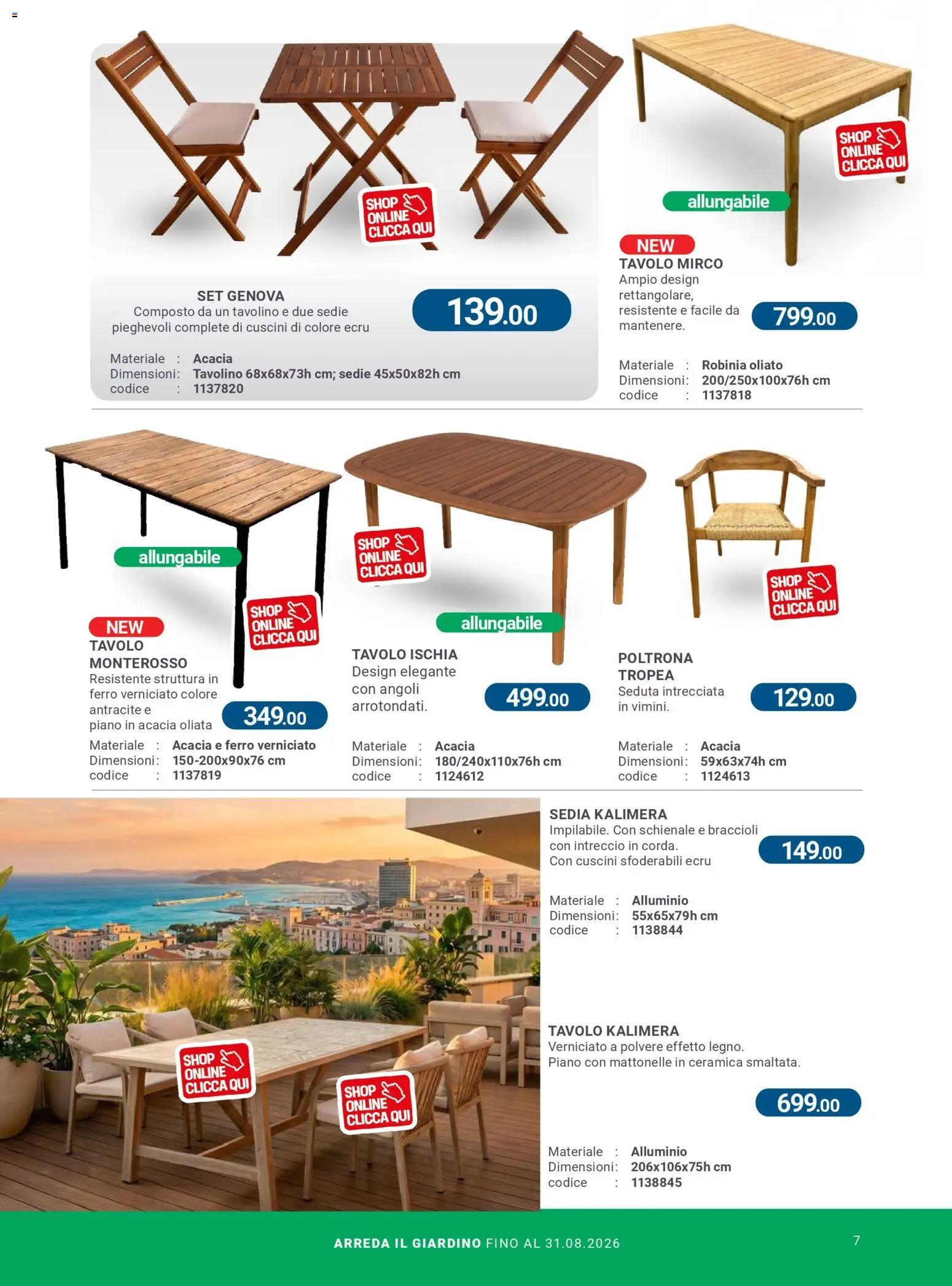 Volantino CFadda del 08.04.2026 | Pagina: 7 | Prodotti: Braccioli, Alluminio, Tavolo, Sedia