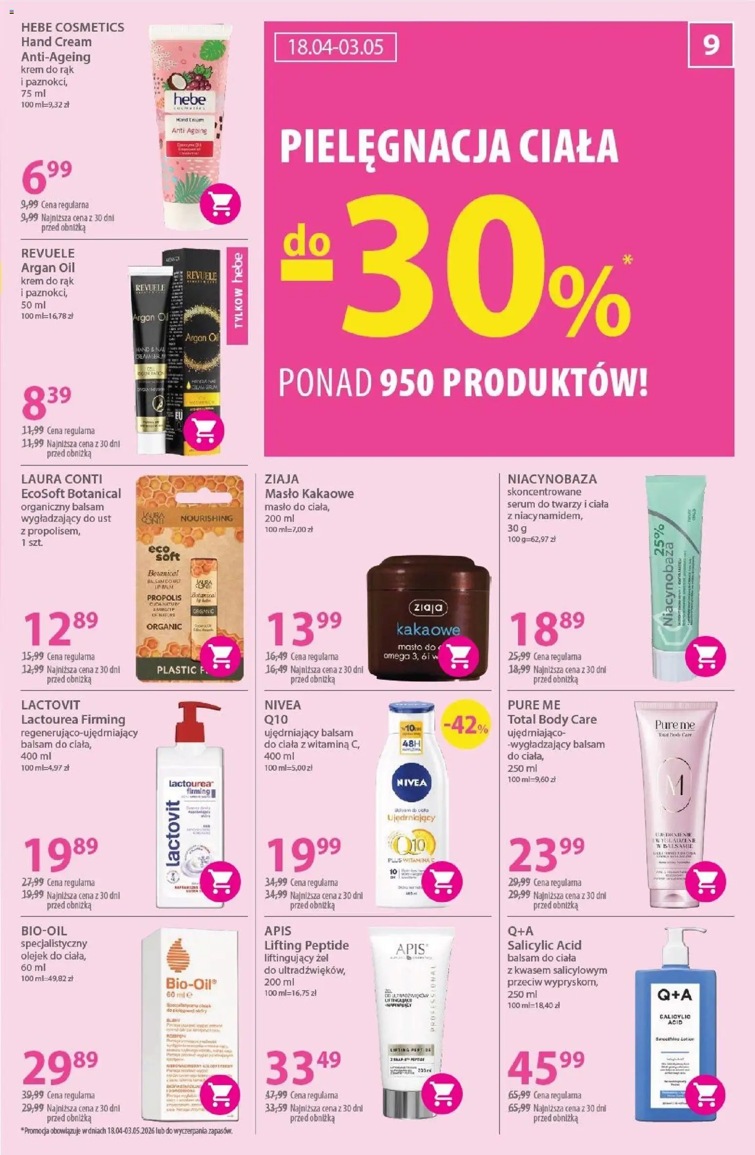 Hebe gazetka od 18.04.2026 | Strona: 9 | Produkty: Masło, Body, Krem, Serum do twarzy