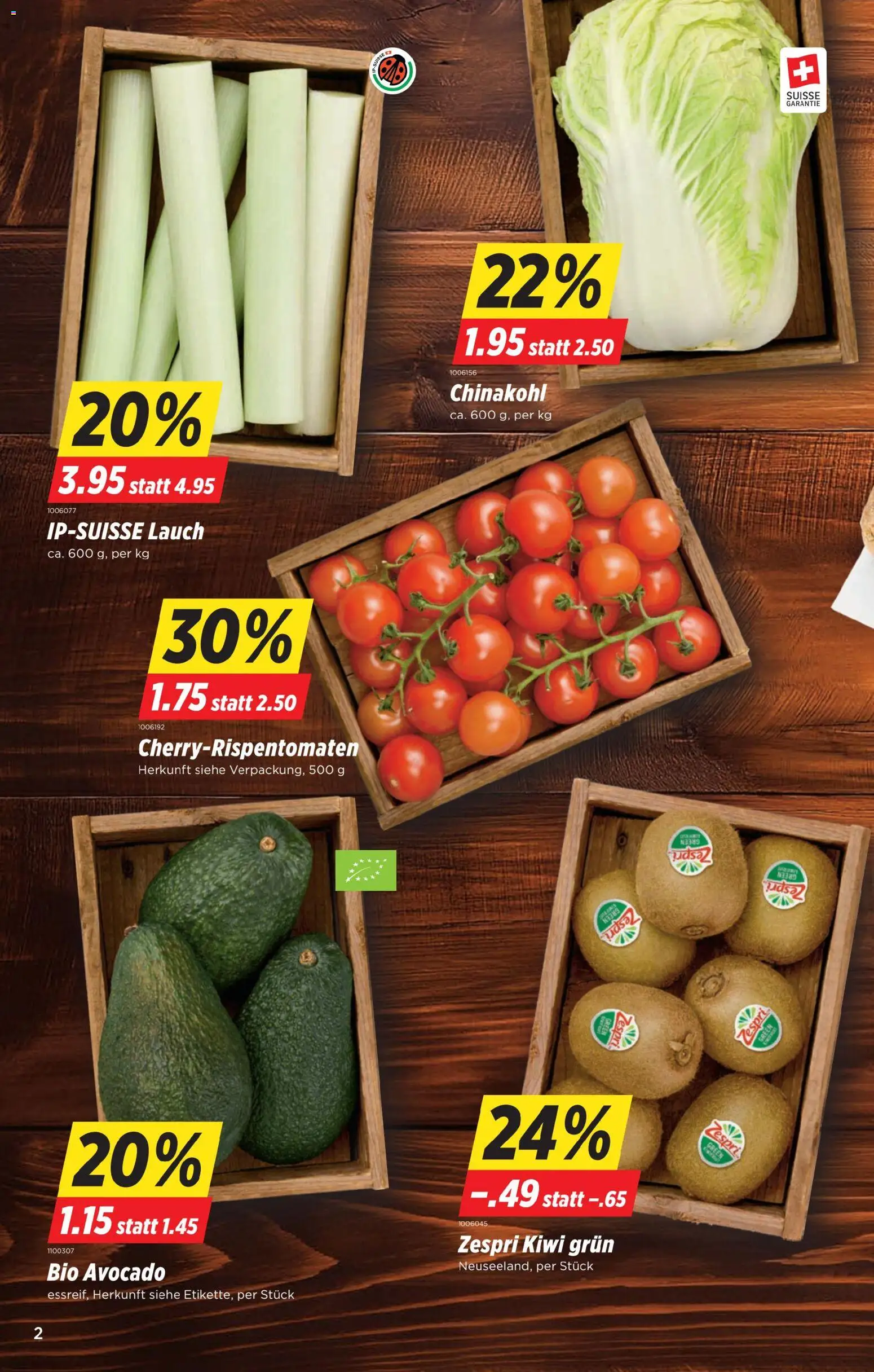 Denner Aktionen – gültig ab 11.11.2025 | Seite: 2 | Produkte: Avocado, Chinakohl, Kiwi