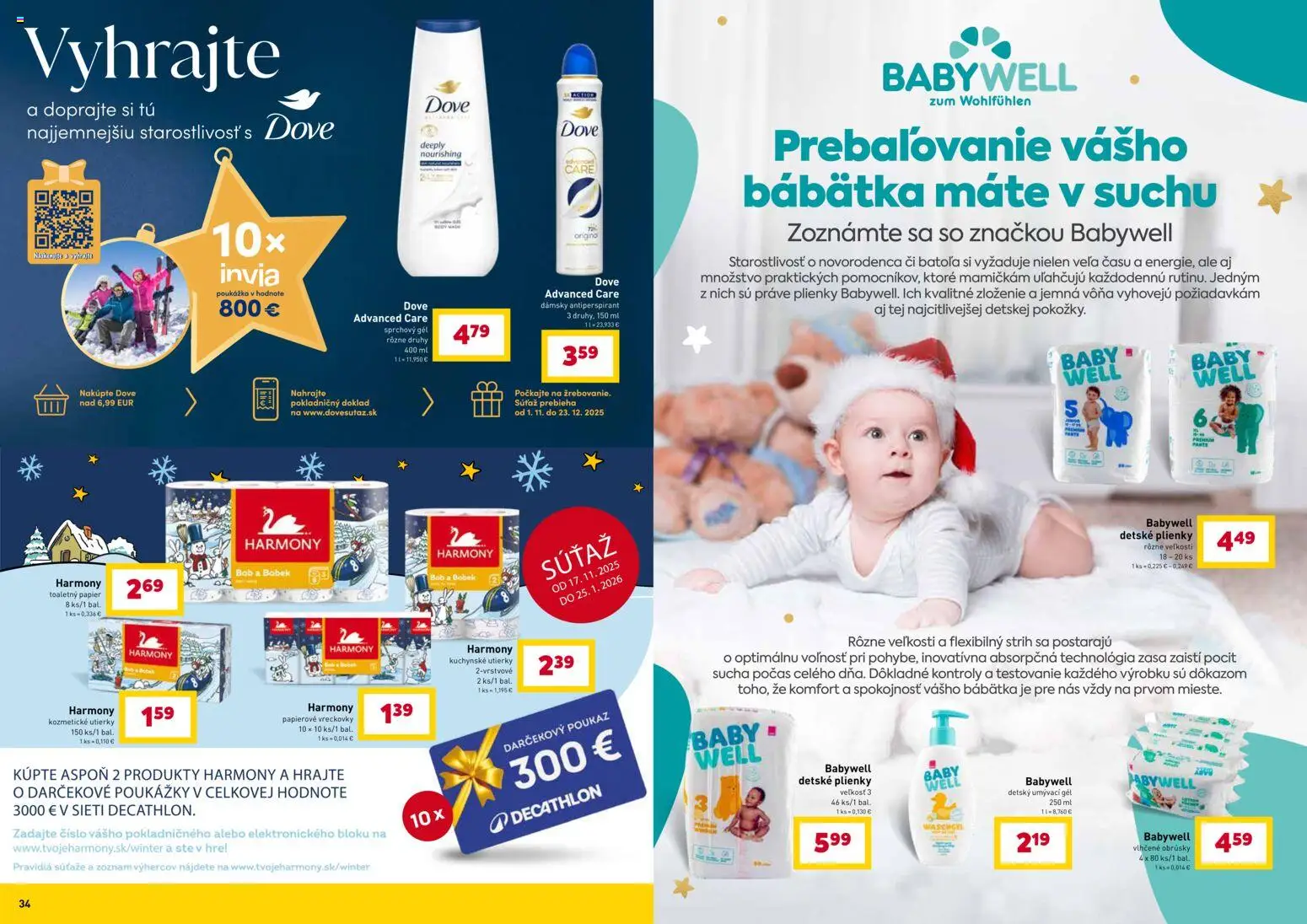 Nové Billa akcie – leták je platný od 12.11.2025 | Strana: 18 | Produkty: Toaletný papier, Sprchový gél, Antiperspirant, Plienky