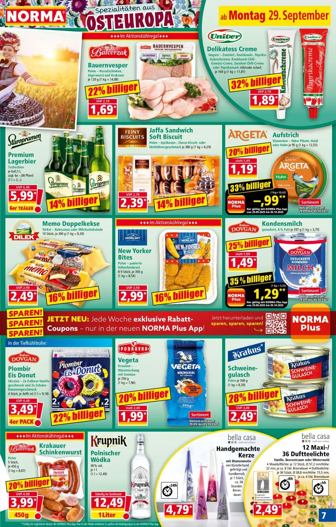 Norma Prospekt 	 – gültig ab 29.09.2025 | Seite: 8 | Produkte: Milch, Paprika, Wodka, Eis