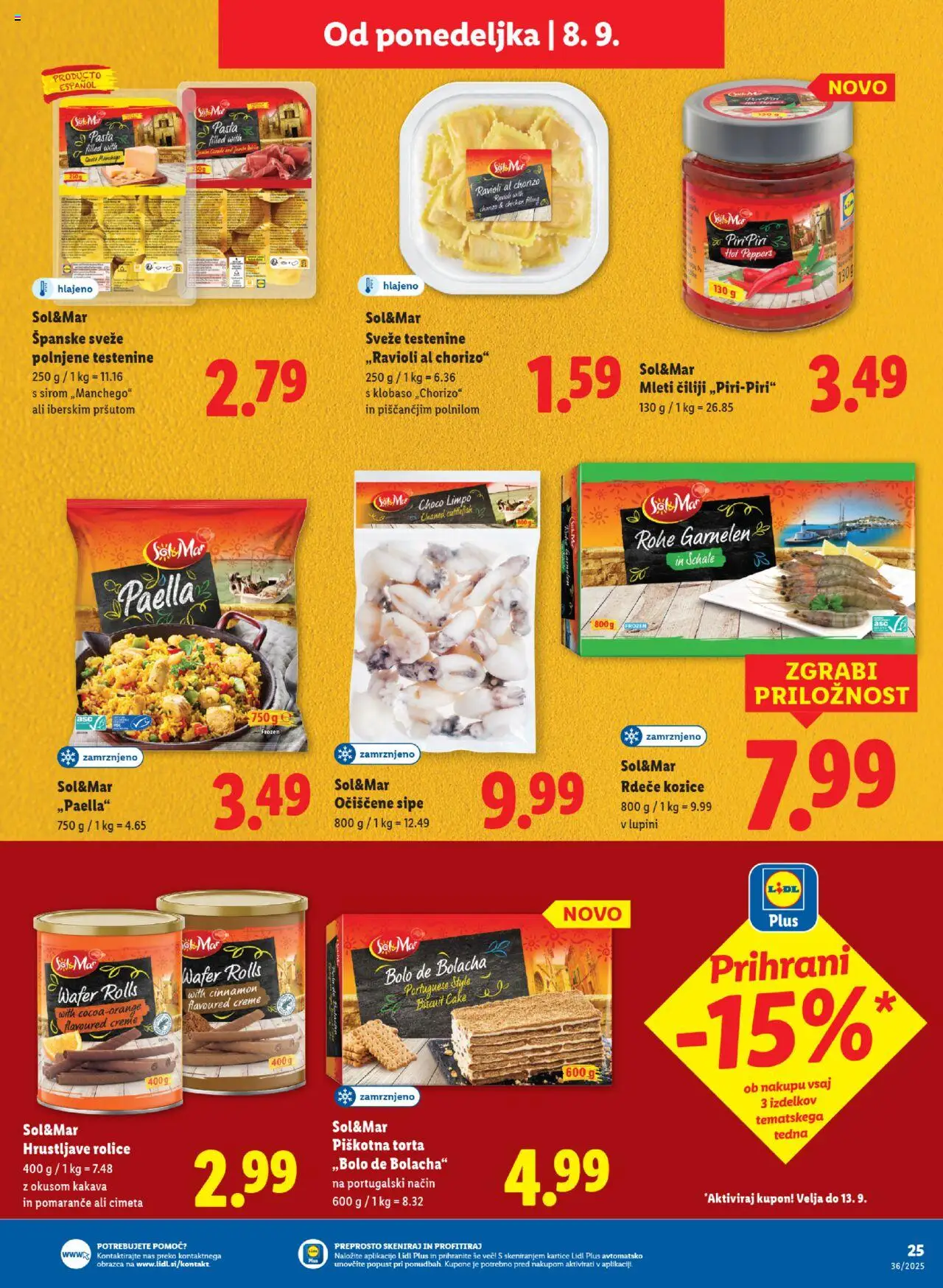 Novi Lidl katalog ponudbe – veljaven od 04.09.2025 | Stran: 39 | Izdelki: Kozice, Torta, Sok, Testenine