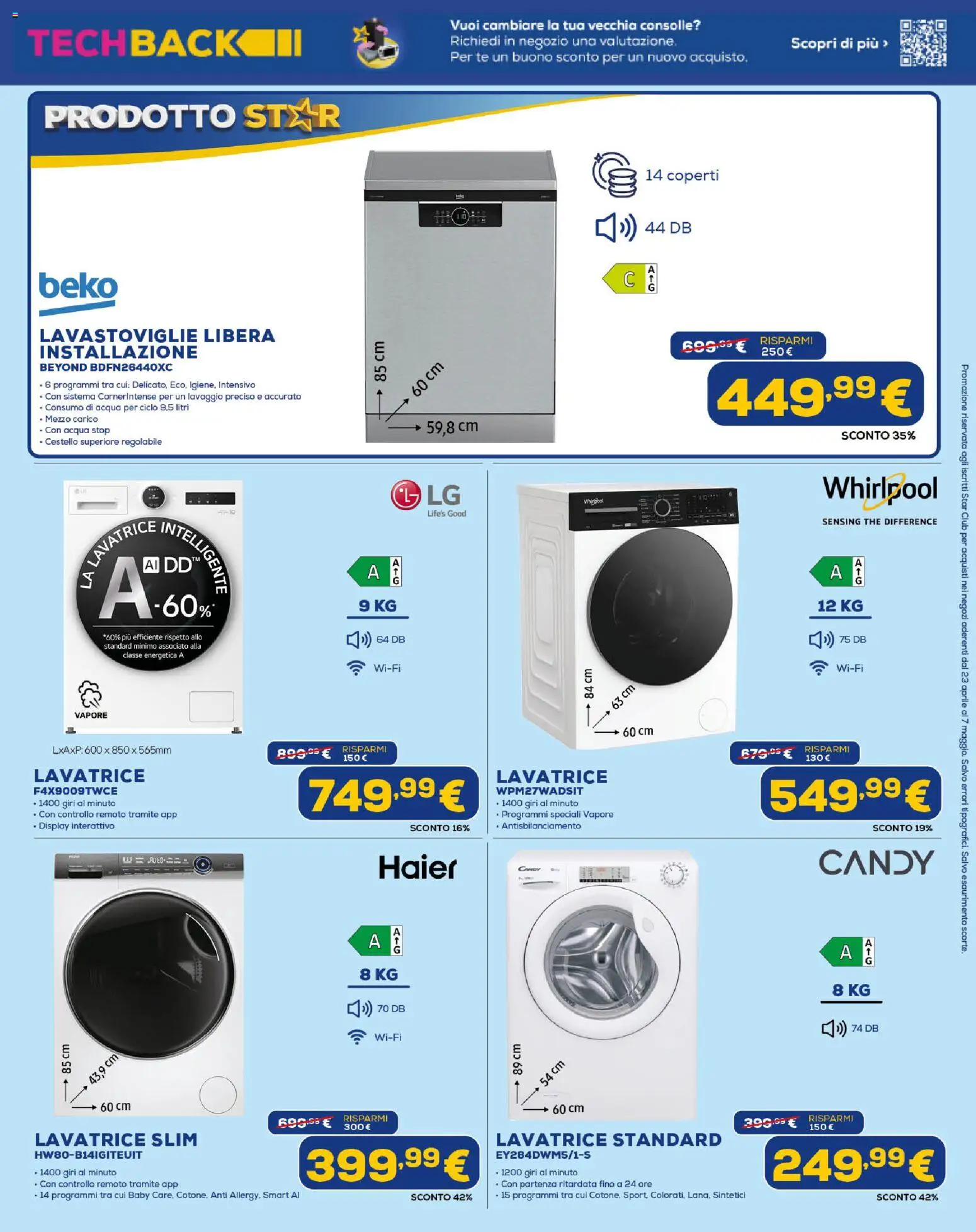 Volantino Euronics del 23.04.2026 | Pagina: 15 | Prodotti: Acqua, Lavatrice, Lavastoviglie, The