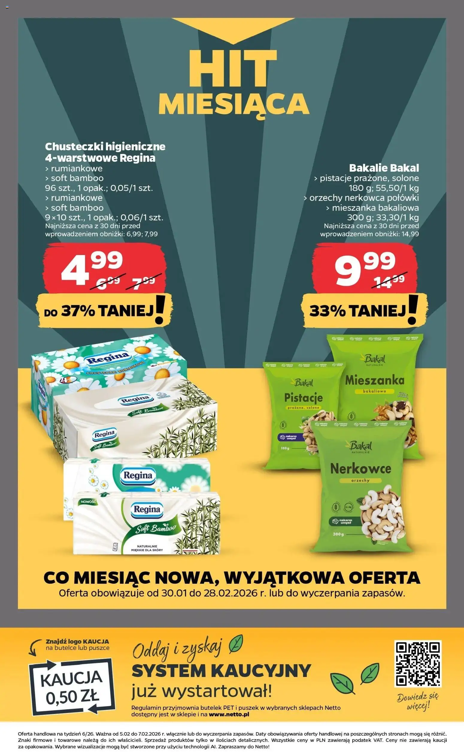 Netto gazetka - Spożywcza od 05.02.2026 | Strona: 20 | Produkty: Chusteczki higieniczne, Orzechy