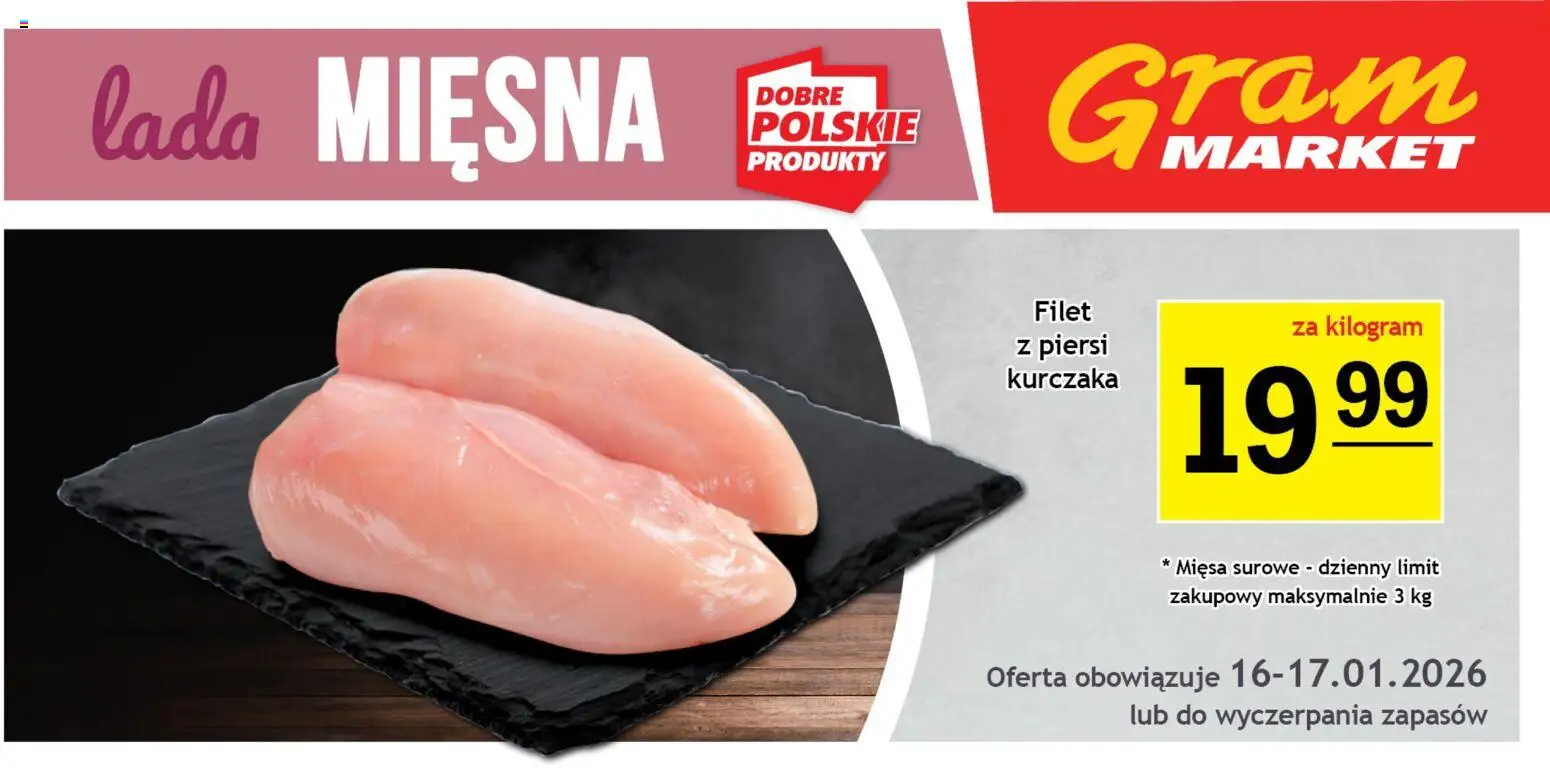 Gram Market Gazetka - Lada Mięsna od 14.01.2026 | Strona: 1 | Produkty: Piersi