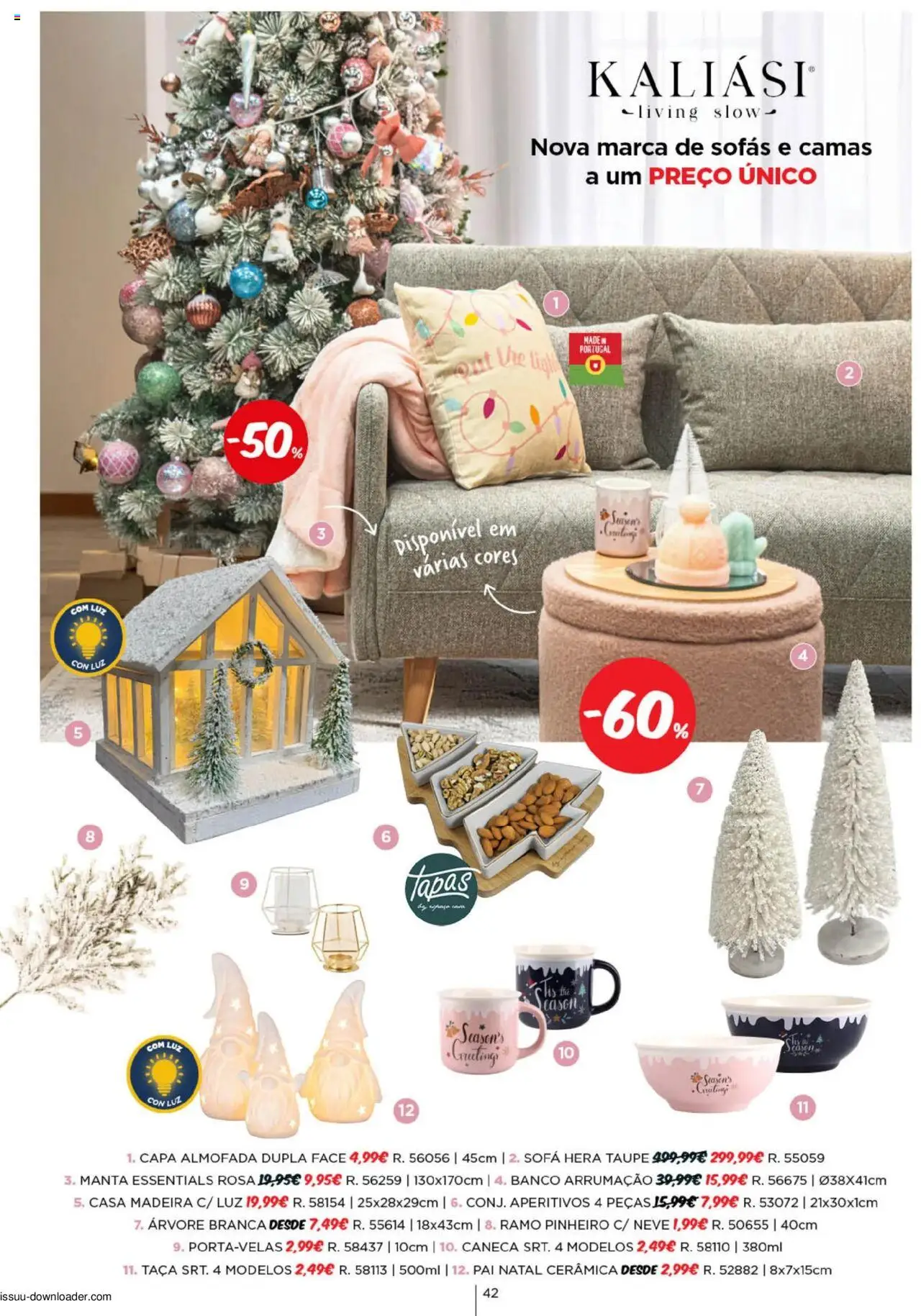 Espaço Casa Catálogo de Natal 2025 │ válido de 11.10.2025 | Página: 42 | Produtos: Banco, Sofás, Caneca, Sofá