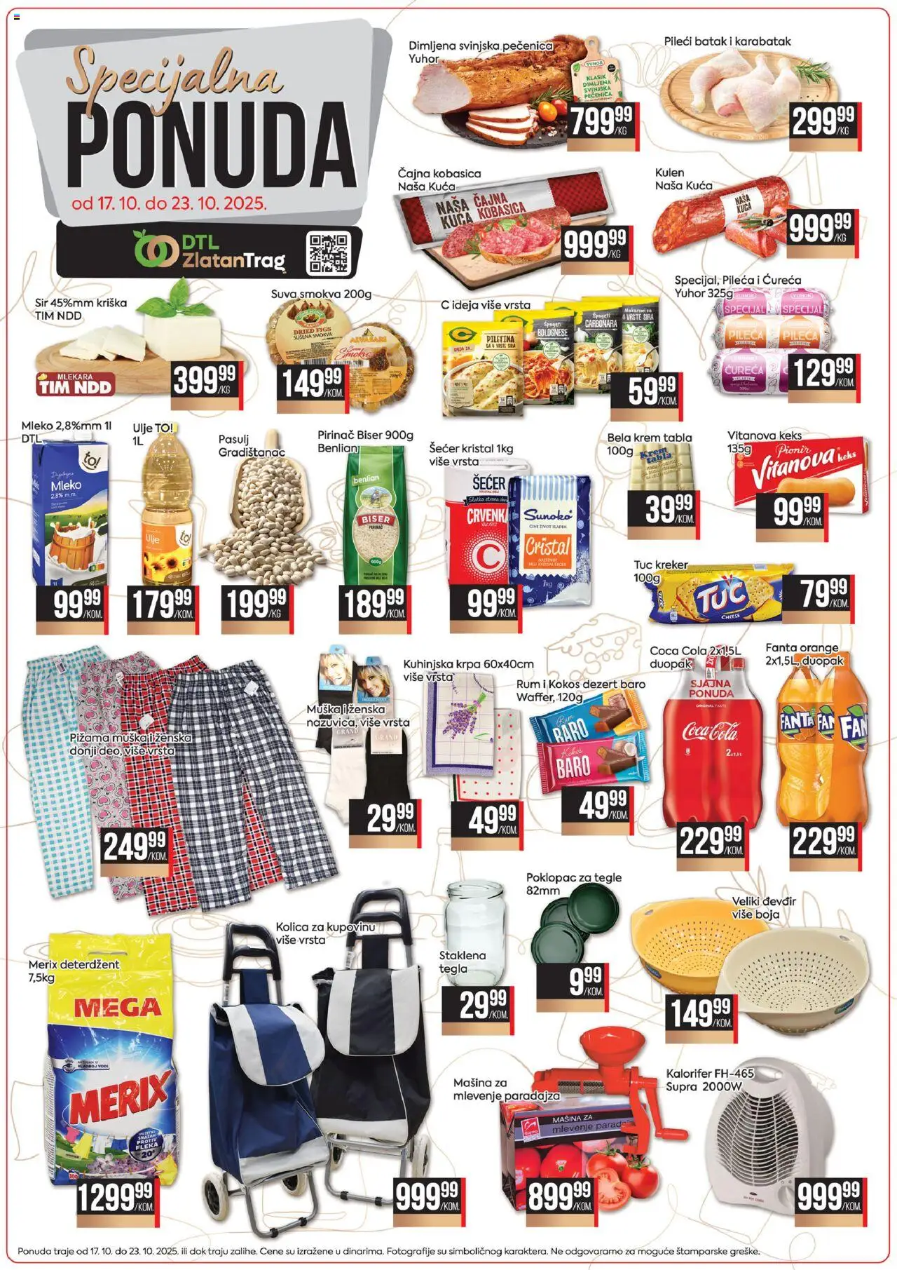 Zlatan Trag katalog - važi od 17.10.2025 | Strana: 1 | Proizvode: Coca Cola, Pasulj, Keks, Piletina