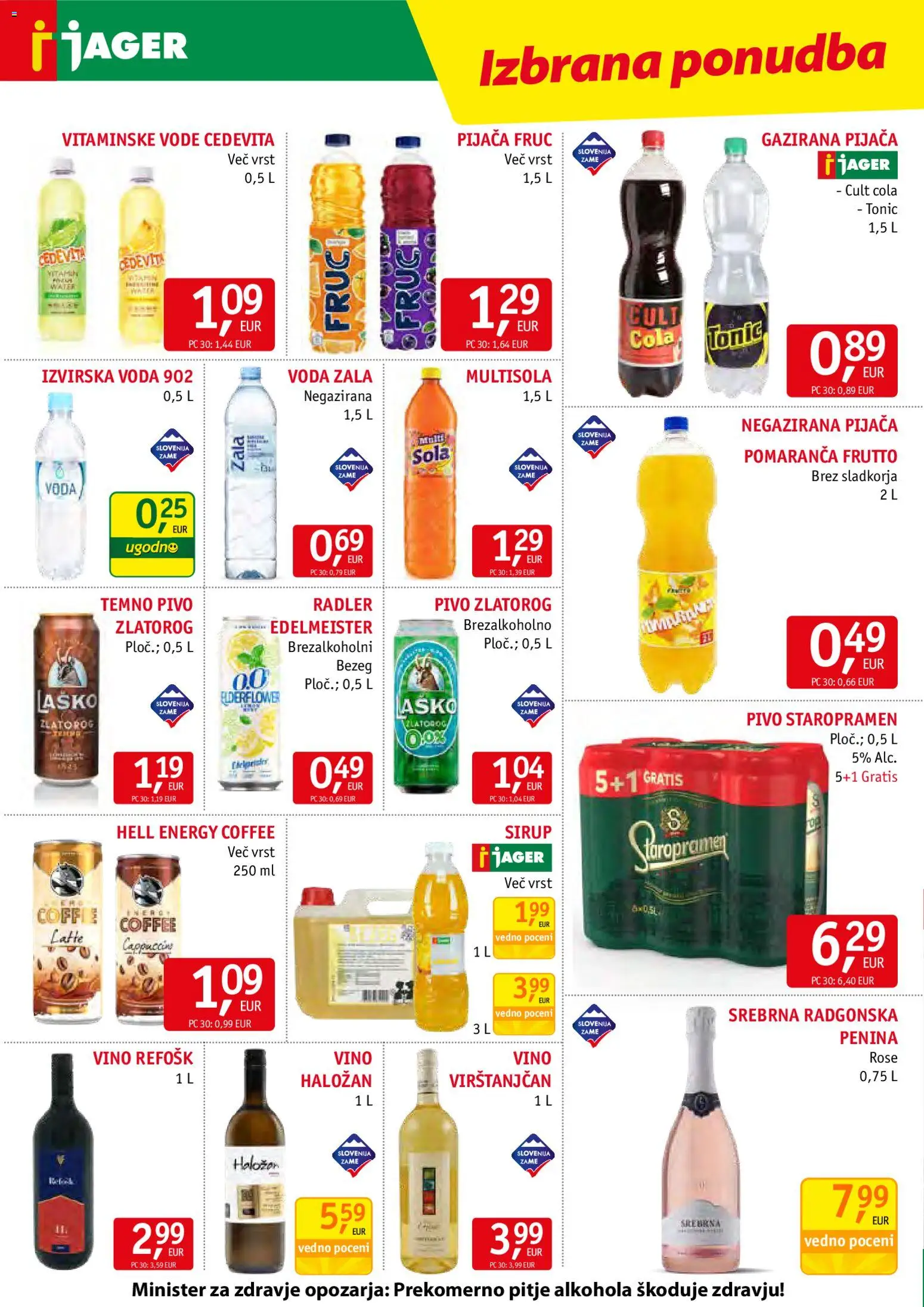 Novi Jager katalog ponudbe – veljaven od 22.04.2026 | Stran: 12 | Izdelki: Sirup, Penina, Pivo, Voda