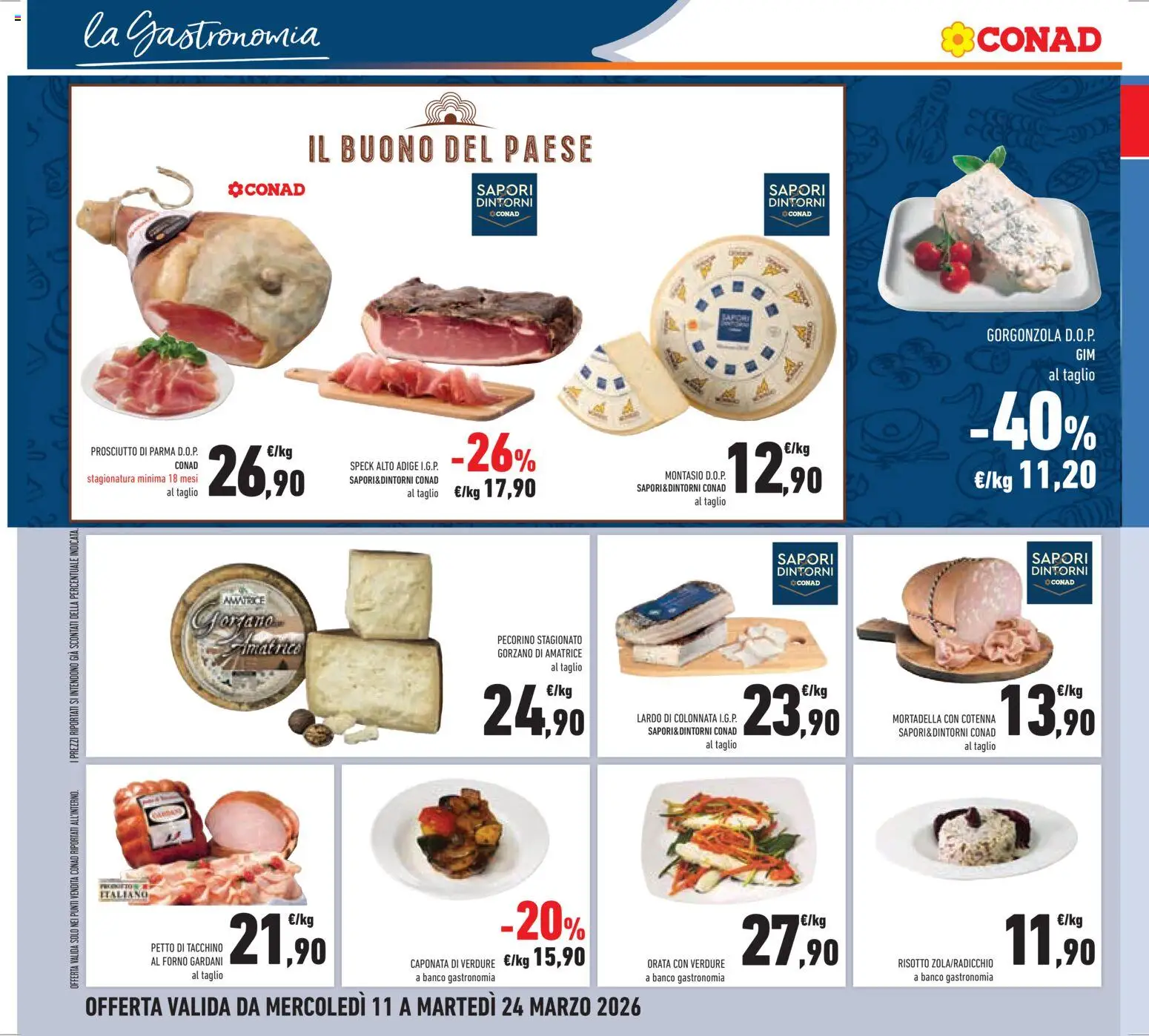 Volantino Conad del 11.03.2026 | Pagina: 14 | Prodotti: Speck, Prosciutto di Parma, Orata, Forno