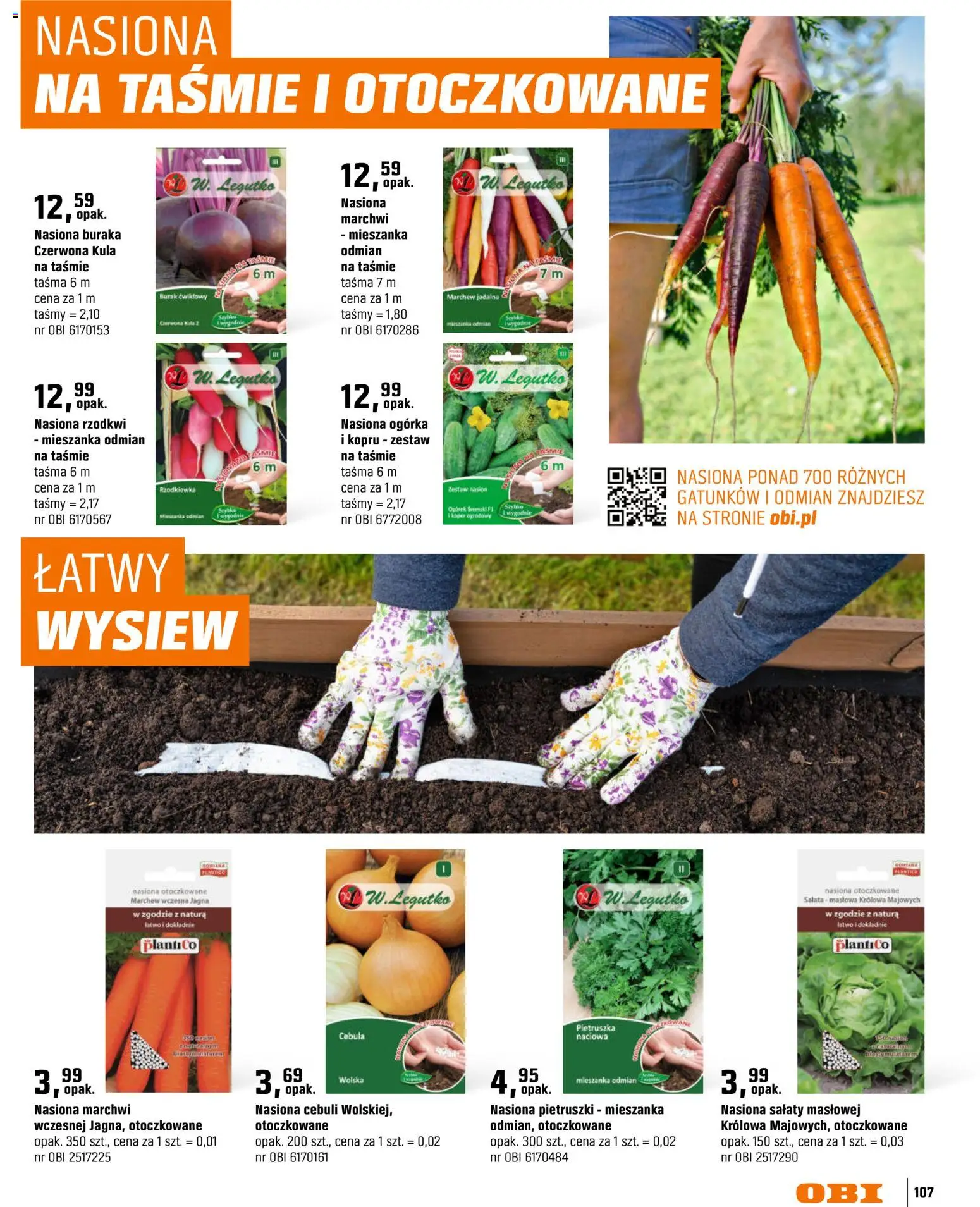 OBI gazetka - Ogród od 11.03.2026 | Strona: 107 | Produkty: Burak, Pietruszka, Nasiona