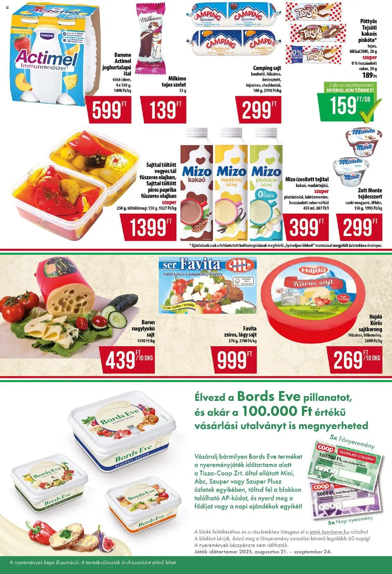 COOP akciós ujság - amely érvényes a következő dátumtól: 21.08.2025 | Oldal: 2 | Termékek: Tej, Sajt, Cheddar, Cukor