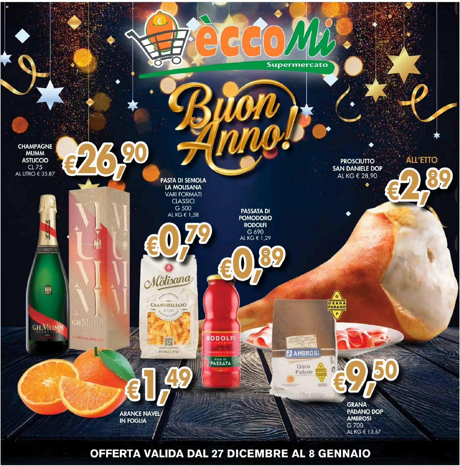 Volantino Coal del 27.12.2025 | Pagina: 1 | Prodotti: Arance, Pomodoro, Prosciutto, Grana Padano