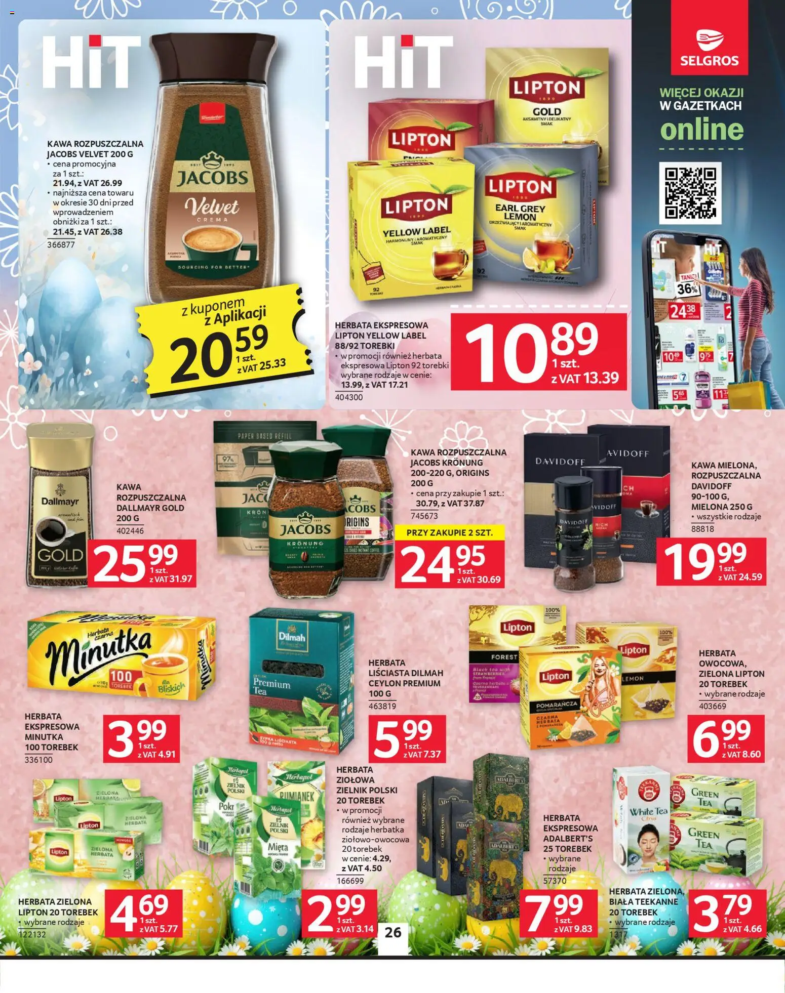 Selgros cash&carry gazetka od 26.03.2026 | Strona: 26 | Produkty: Kawa rozpuszczalna, Mięta, Kawa, Torebki