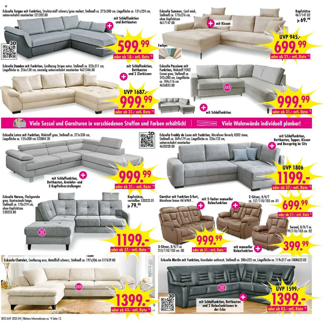 SB Möbel Boss Prospekt Neubrandenburg - gültig ab dem 09.08.2025 | Seite: 4 | Produkte: Ecksofa, Kissen, Sessel
