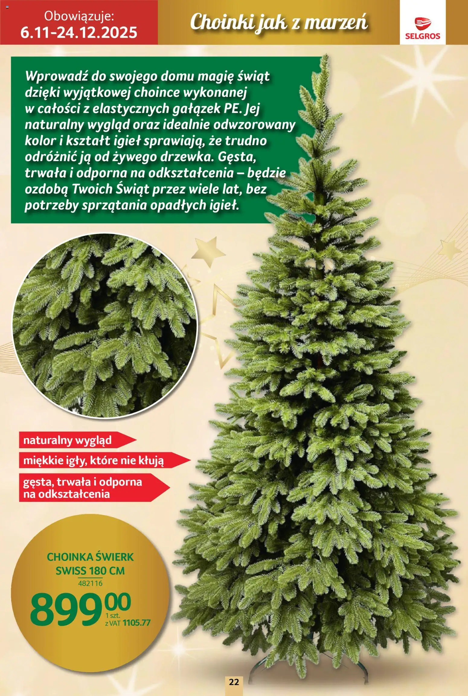 Selgros cash&carry Gazetka - Boże Narodzenie od 06.11.2025 | Strona: 22 | Produkty: Choinka