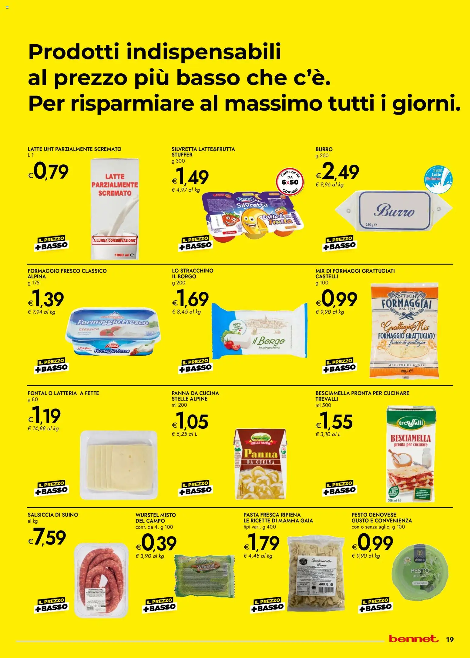 Volantino bennet del 05.03.2026 | Pagina: 19 | Prodotti: Latte, Formaggio, Pesto, Besciamella