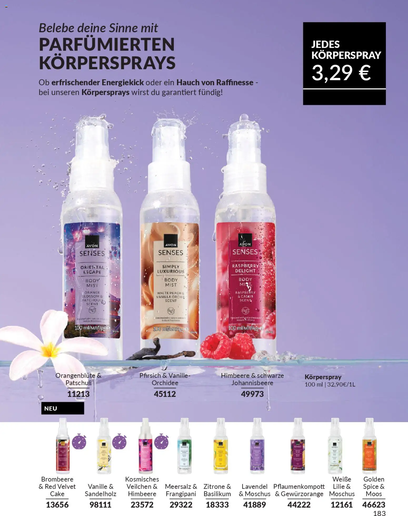 AVON Katalog Januar 2026 – gültig ab 01.01.2026 | Seite: 185 | Produkte: Orchidee, Pfirsich, Himbeere, Lavendel