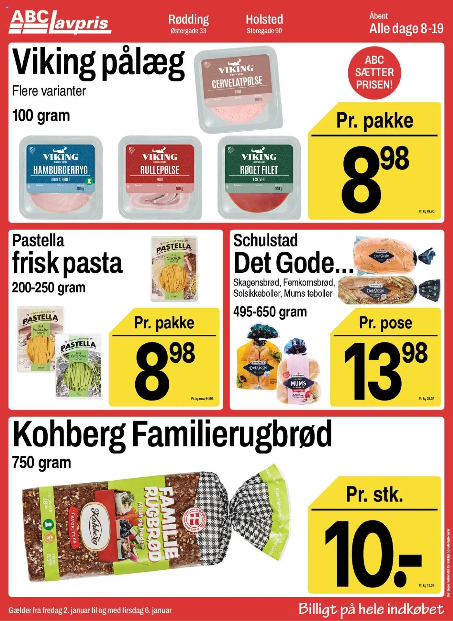 Abc Lavpris tilbudsavis – gyldig fra 02.01.2026 | Side: 5 | Produkter: Spaghetti, Pasta, Rugbrød, Hamburgerryg