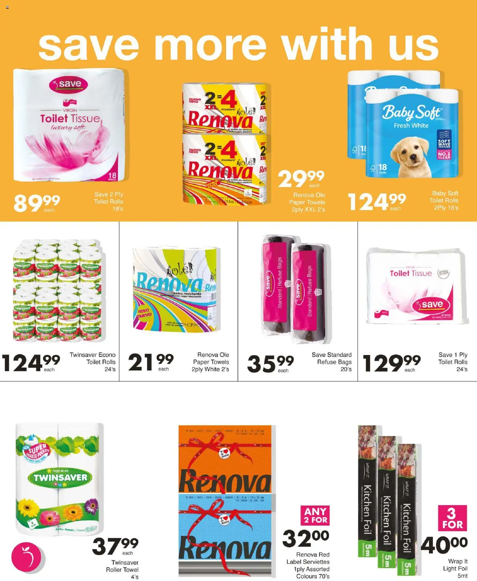 New Save catalogue – valid from 29.12.2025 | Page: 52 | Products: Light, Refuse bags, Paper, Roller towel