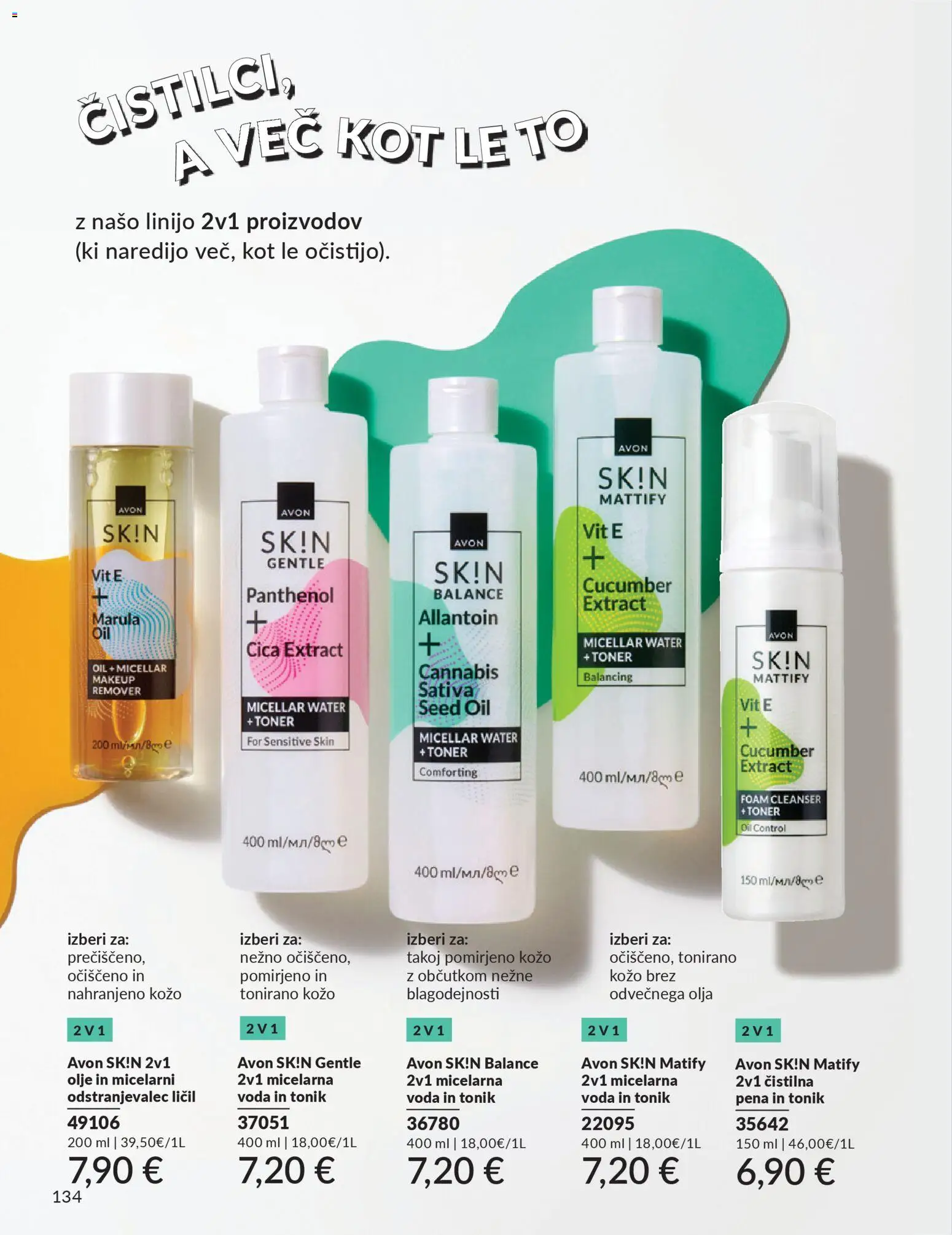Novi Avon katalog ponudbe – veljaven od 01.10.2025 | Stran: 134 | Izdelki: Toner, Odstranjevalec licil, Olje, Tonik
