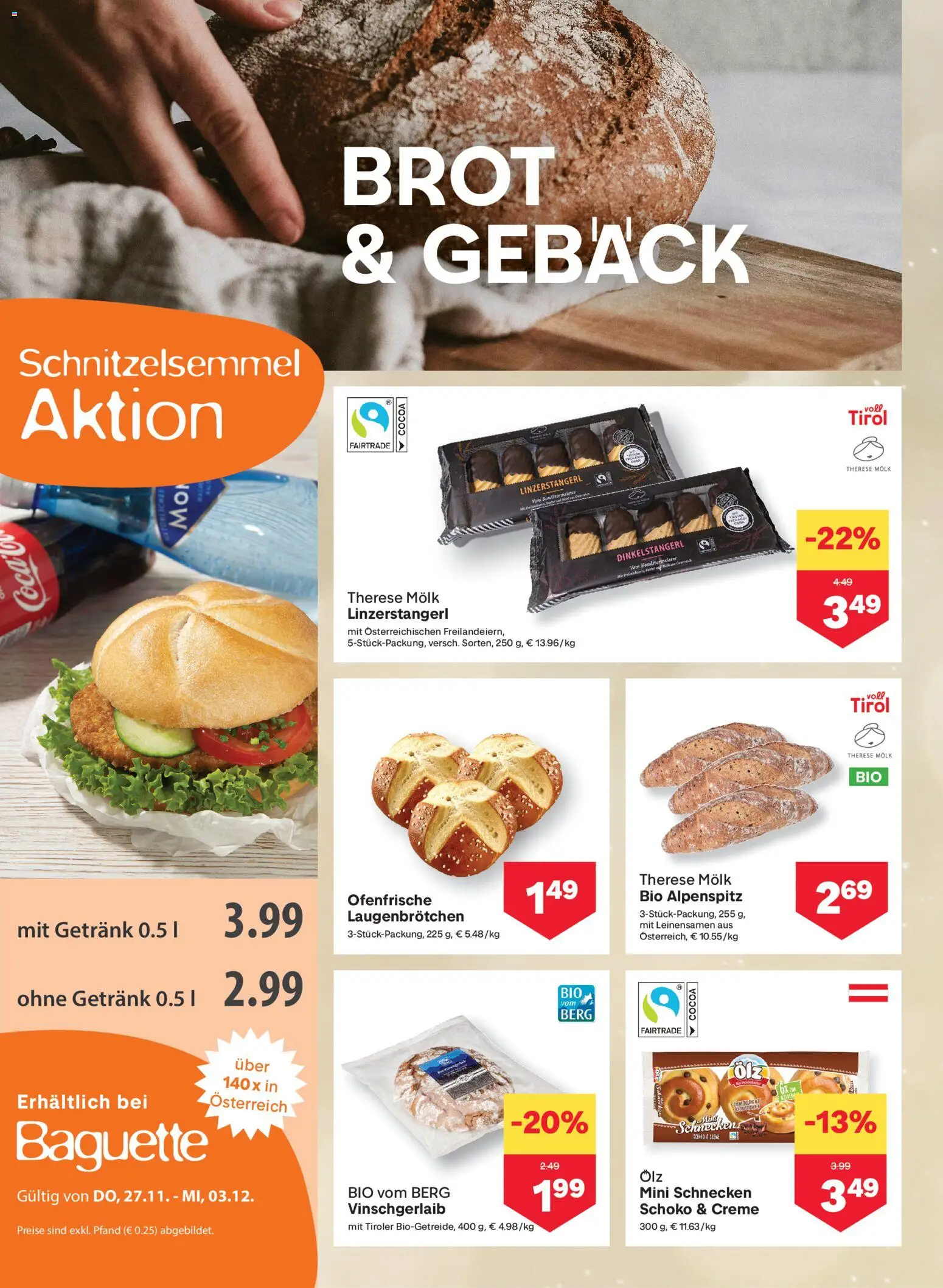 MPREIS Flugblatt gültig ab 27.11.2025 | Seite: 4 | Produkte: Jääkaappipakastin, Creme, Brot