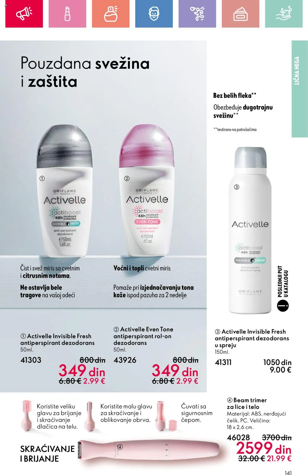 Oriflame katalog - važi od 22.06.2025 | Strana: 141 | Proizvode: Miris, Trimer, Dezodorans, Antiperspirant