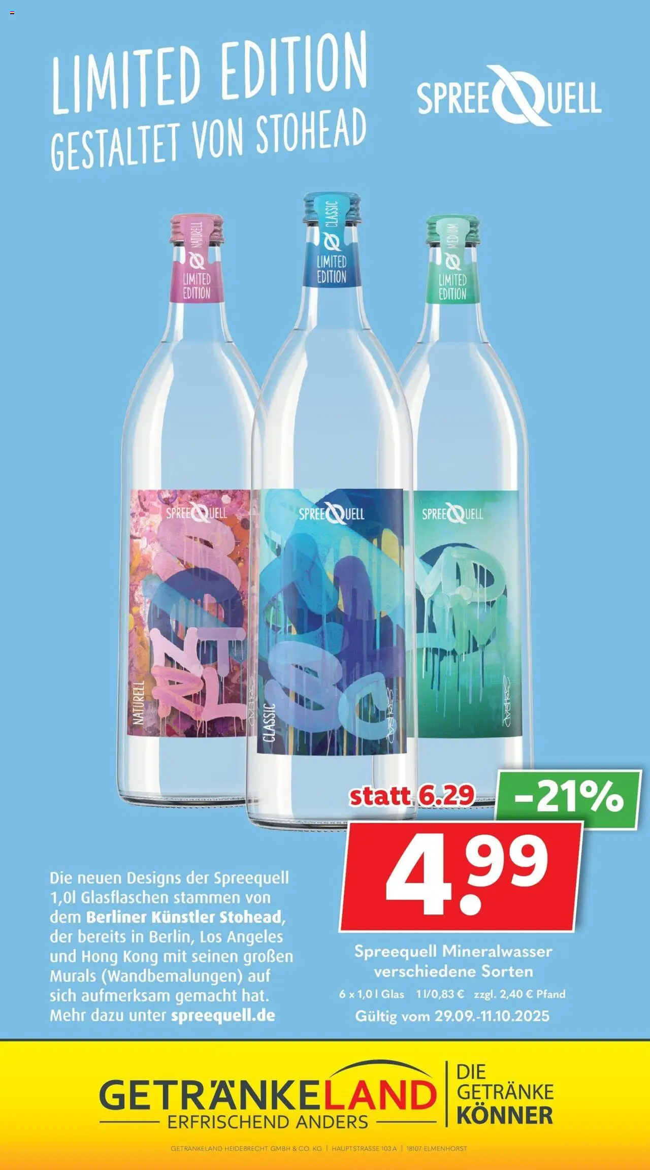 Getränkeland - Getränkeland: Getränkeangebote – gültig ab 28.09.2025 | Seite: 11 | Produkte: Berliner, Mineralwasser