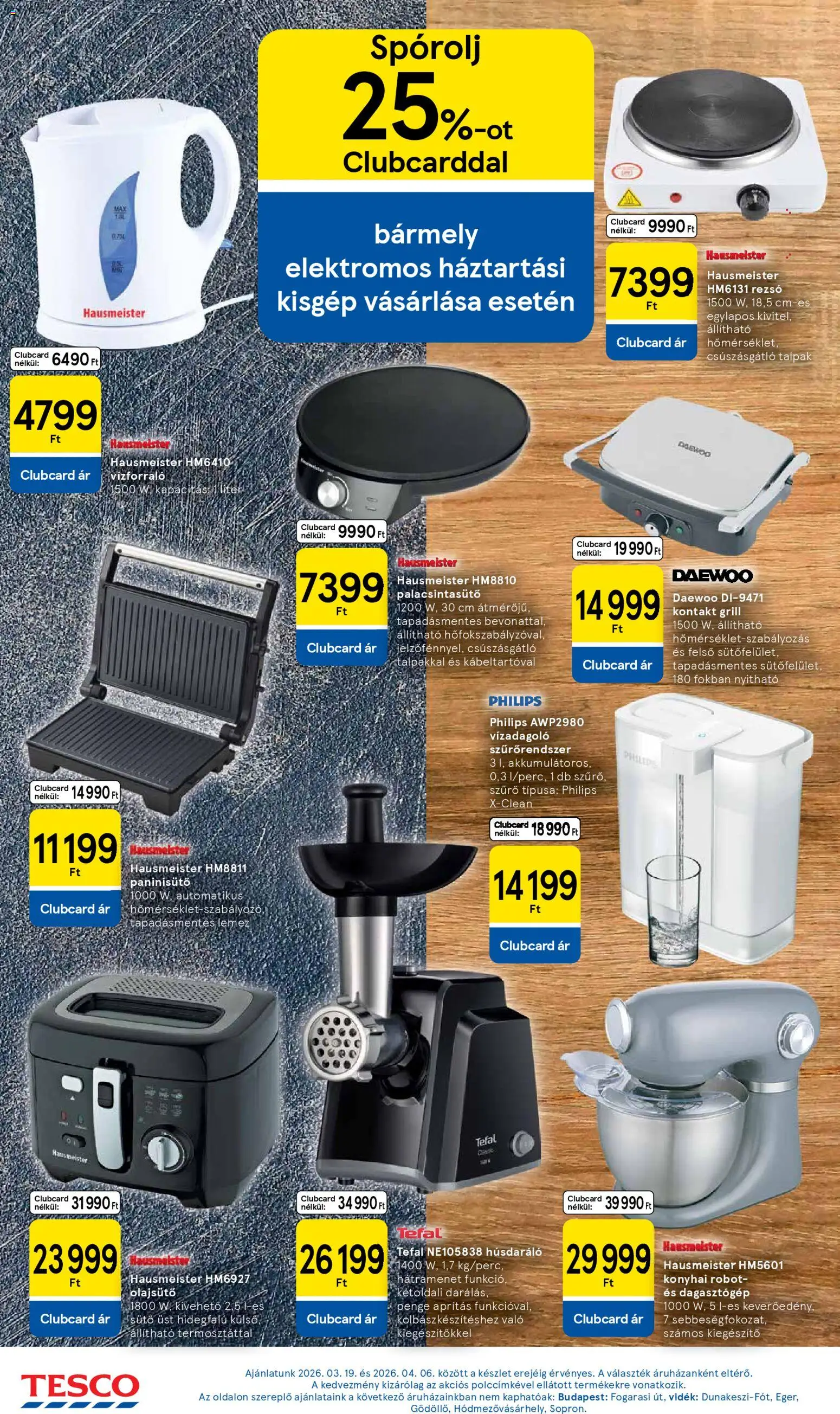 Tesco akciós ujság - amely érvényes a következő dátumtól: 19.03.2026 | Oldal: 36 | Termékek: Kontakt grill, Lemez, Tefal, Robot