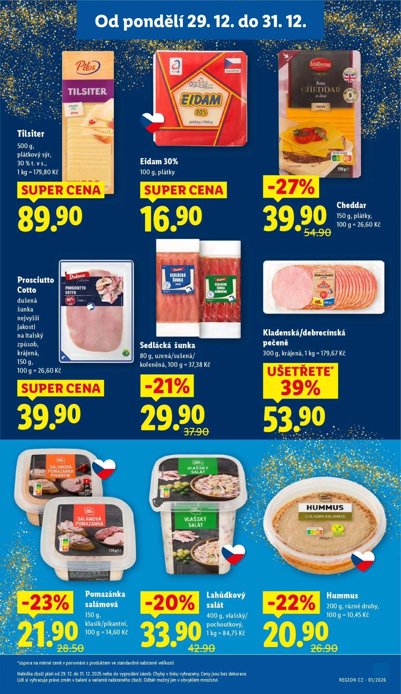 Lidl leták od 29.12.2025 | Strana: 15 | Produkty: Hummus, Šunka, Prosciutto, Eidam