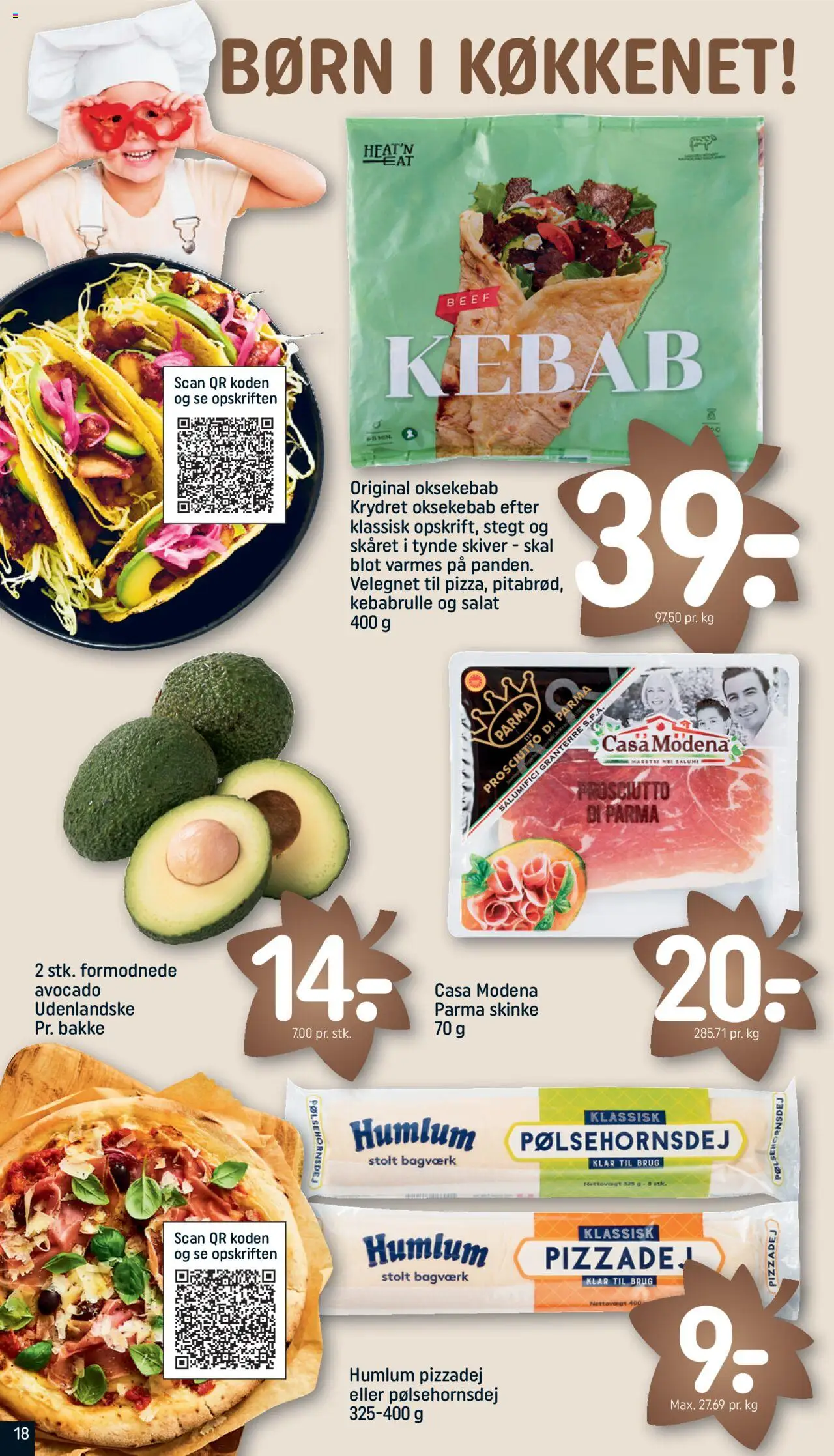 Rema 1000 tilbudsavis – gyldig fra 12.10.2025 | Side: 18 | Produkter: Skinke, Pizzadej, Salat, Kebab