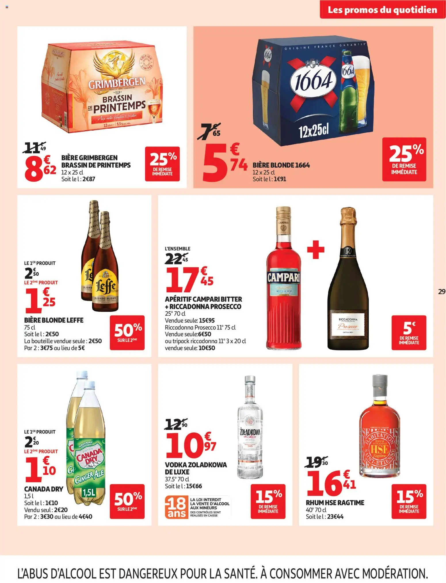 {H1} | Page: 29 | Produits: Vodka, Bière blonde, Prosecco, Biere blonde leffe
