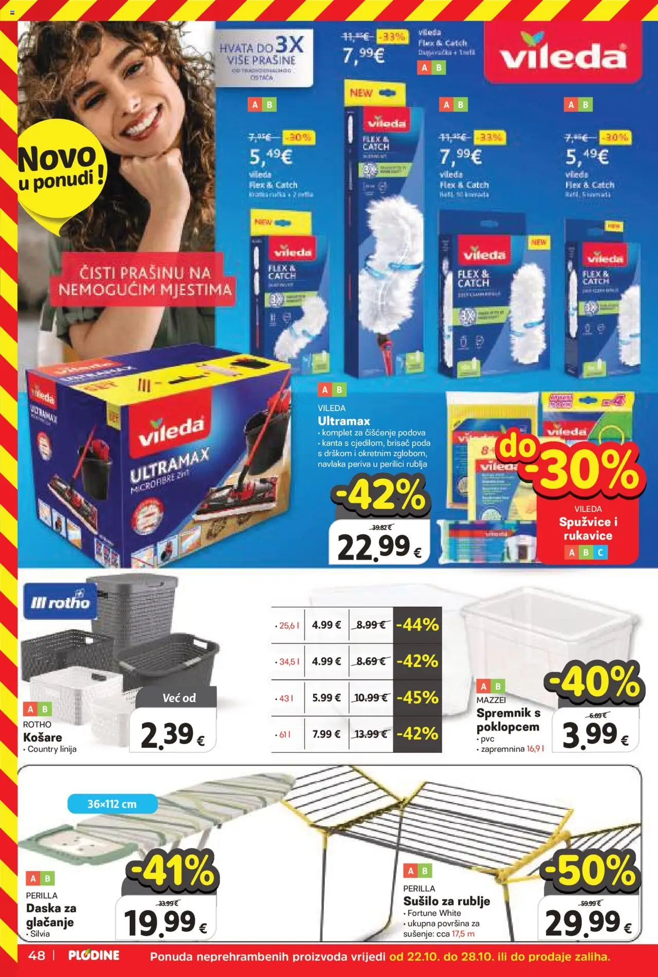 Plodine katalog | vrijedi od 22.10.2025 | Stranica: 48 | Proizvodi: Voda, Rukavice, Sušilo za rublje, Vileda