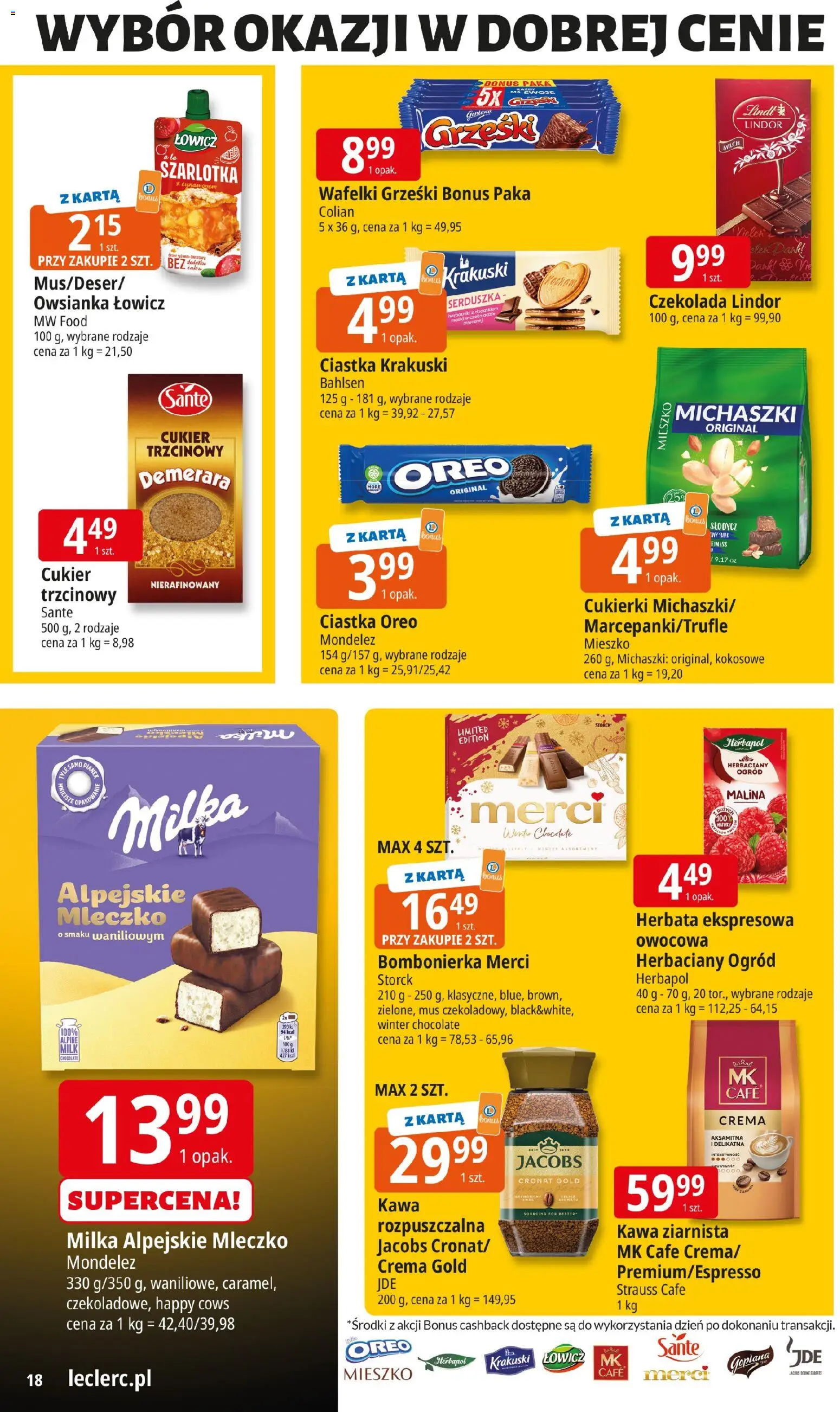 E.Leclerc Gazetka - Kłodzko od 18.11.2025 | Strona: 18 | Produkty: Milka, Herbatniki, Ciastka Oreo, Herbata