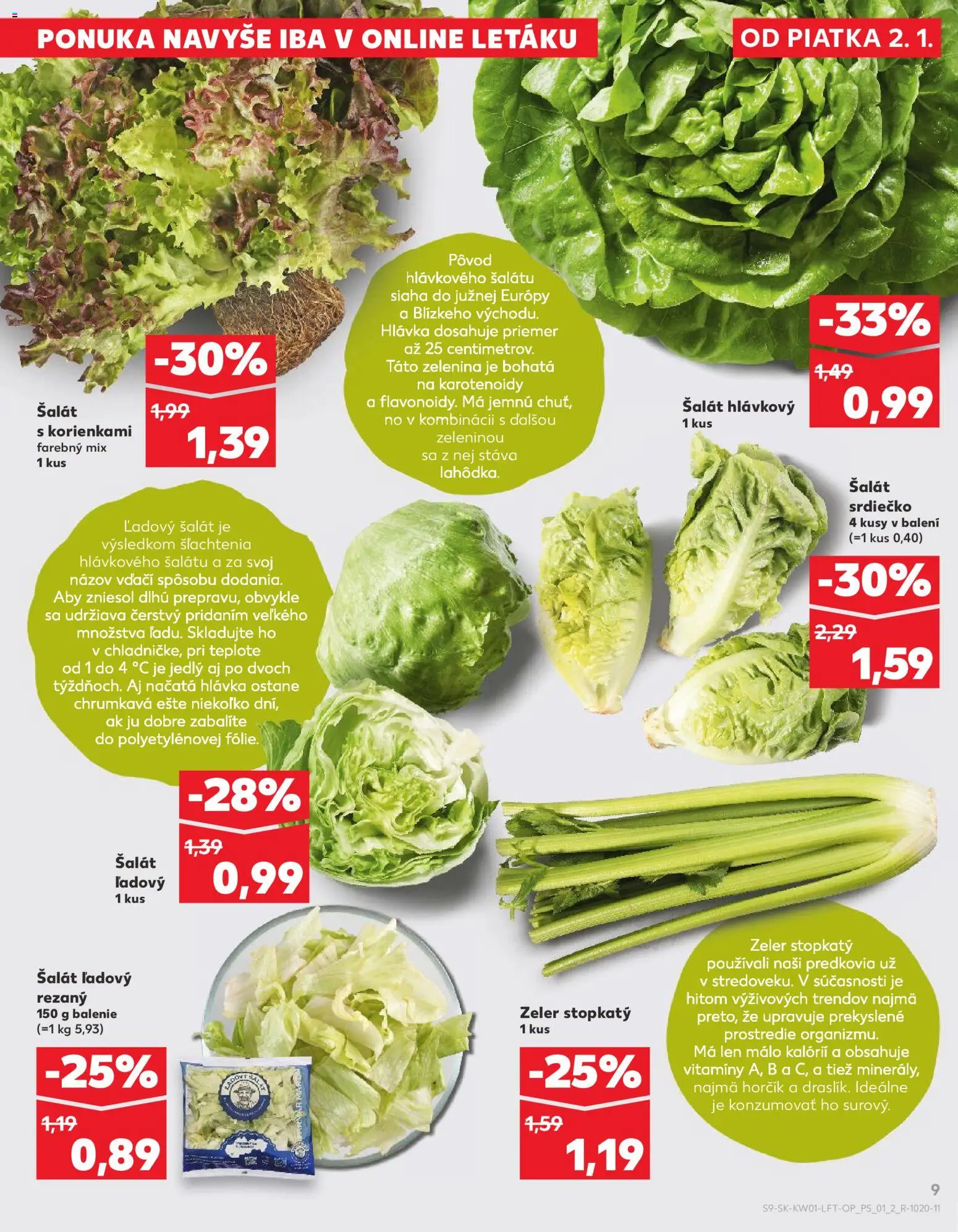 Nové Kaufland akcie – leták je platný od 02.01.2026 | Strana: 9 | Produkty: Šalát, Zeler