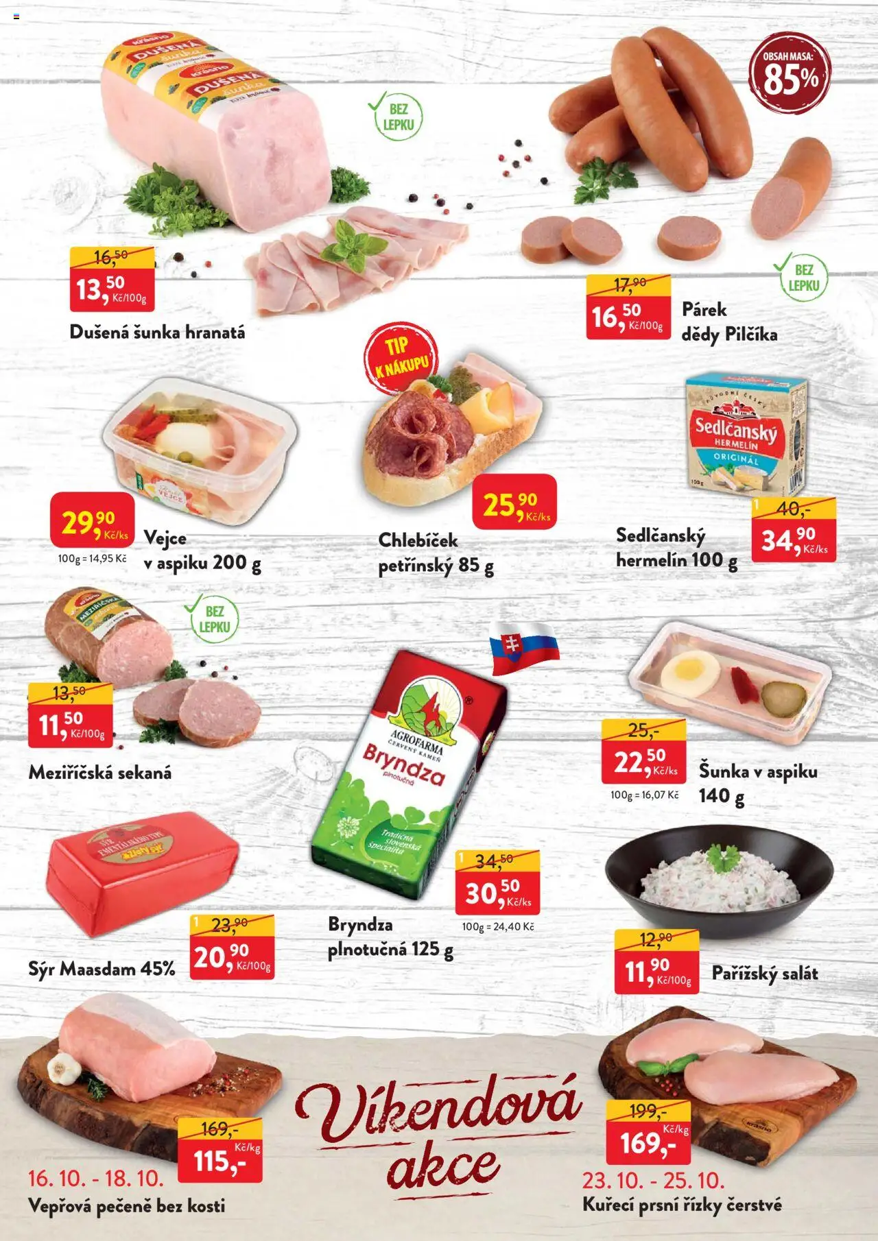 MP Krásno leták od 13.10.2025 | Strana: 4 | Produkty: Vepřová pečeně, Šunka, Sekaná, Hermelín