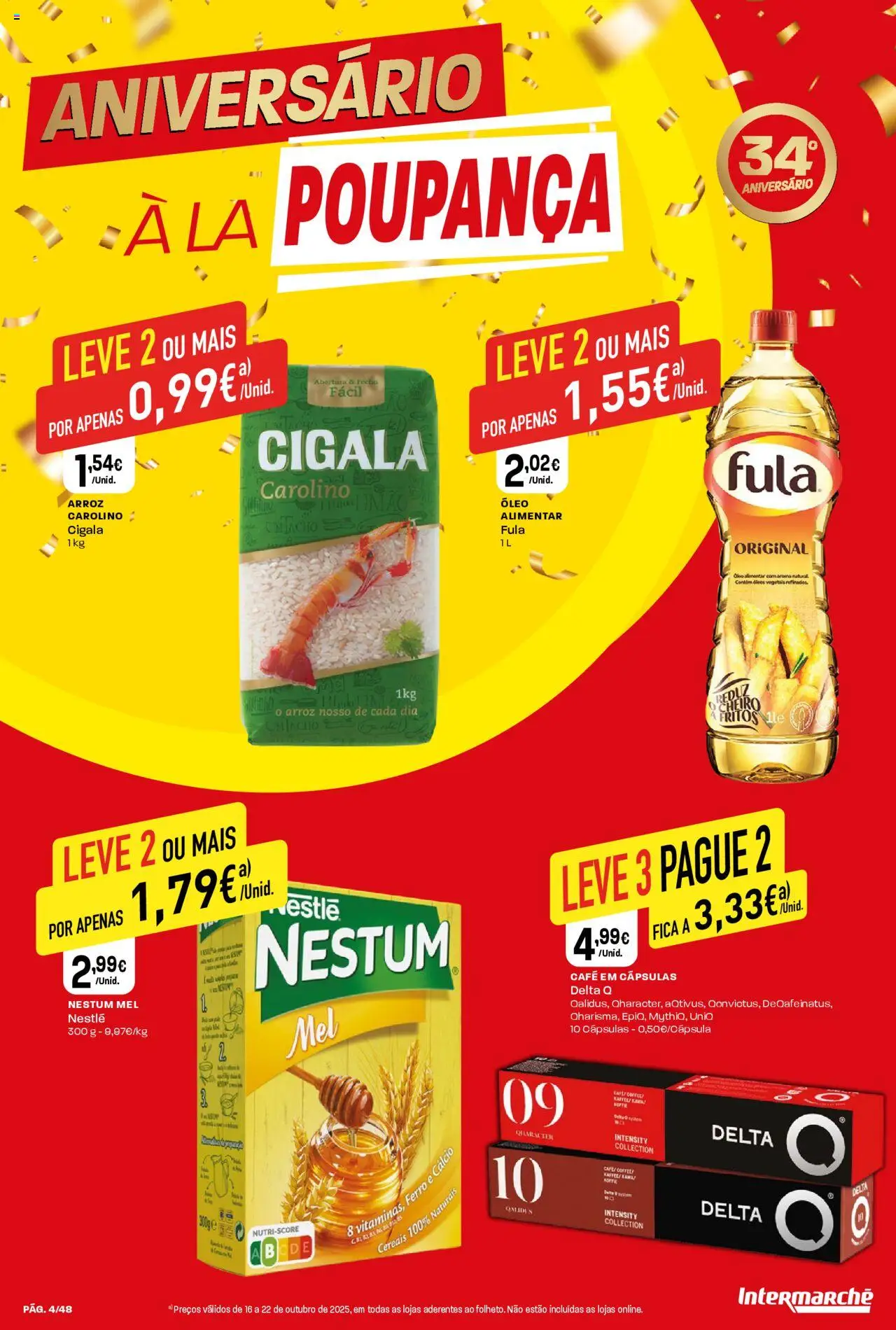 Intermarché folheto │ válido de 16.10.2025 | Página: 4 | Produtos: Cálcio, Arroz, Mel, Cereais
