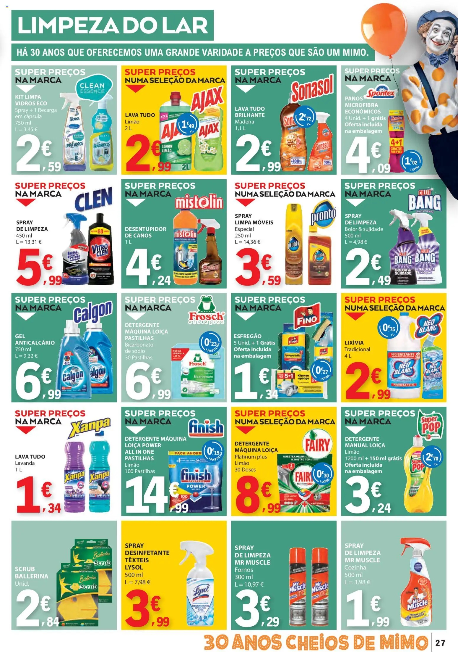 E.Leclerc folheto │ válido de 23.10.2025 | Página: 27 | Produtos: Esfregão, Detergente, Limpa vidros, Bicarbonato
