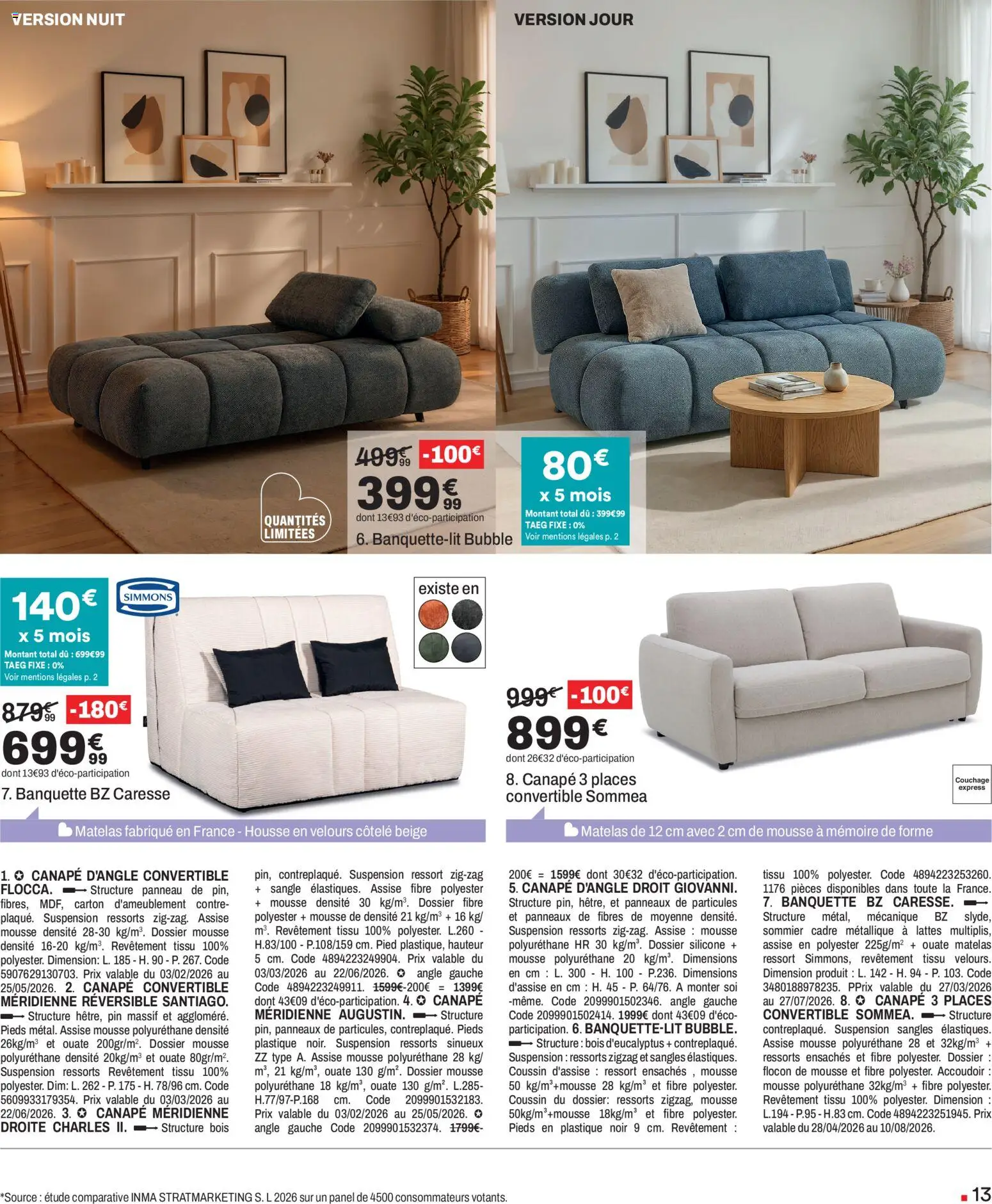 {H1} | Page: 13 | Produits: Mousse, Canapé convertible, Sommier, Canapé