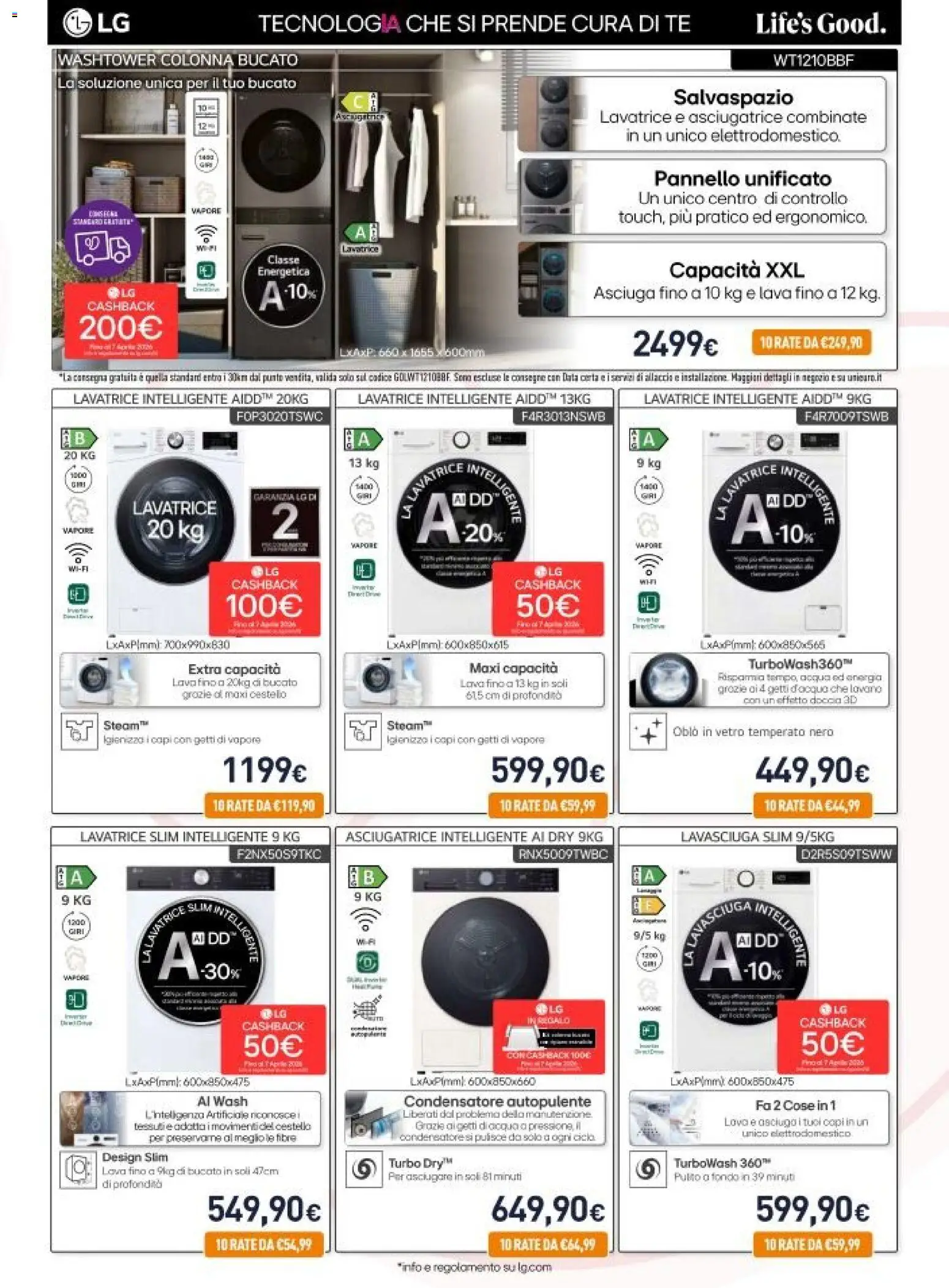 Volantino Unieuro del 20.03.2026 | Pagina: 13 | Prodotti: Lavasciuga, Asciugatrice, Data, Doccia