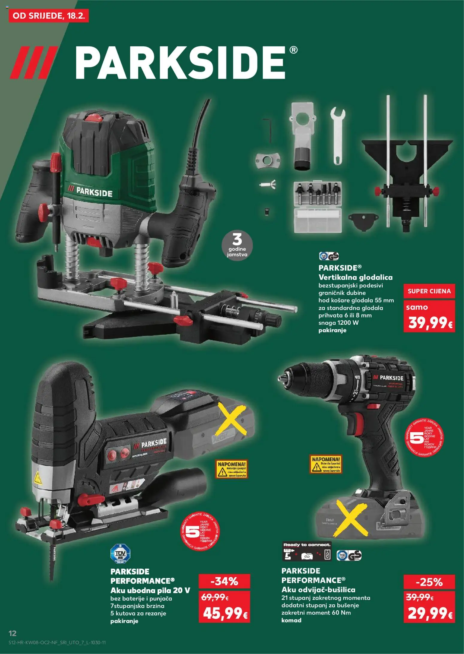 Kaufland katalog | vrijedi od 18.02.2026 | Stranica: 12 | Proizvodi: Baterije, Košare, Pila, Parkside