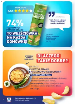 Pogląd oferty "Chipsy o smaku śmietanowo-cebulowym, Chipsy o smaku śmietanowo-cebulowym w poręcznej tubie, dzięki której zachowasz świeżość i jakość chipsów na dłużej. Opak. 175 g" - ważna od 04.11.2024 | Strona: 32 | Produkty: Chipsy