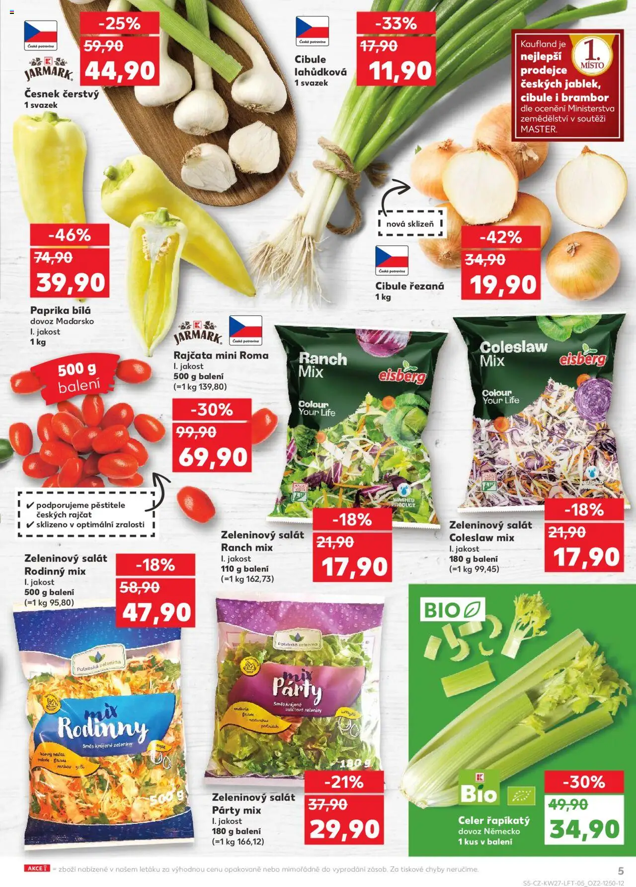 Kaufland leták od 02.07.2025 | Strana: 5 | Produkty: Coleslaw, Party mix, Česnek, Cibule