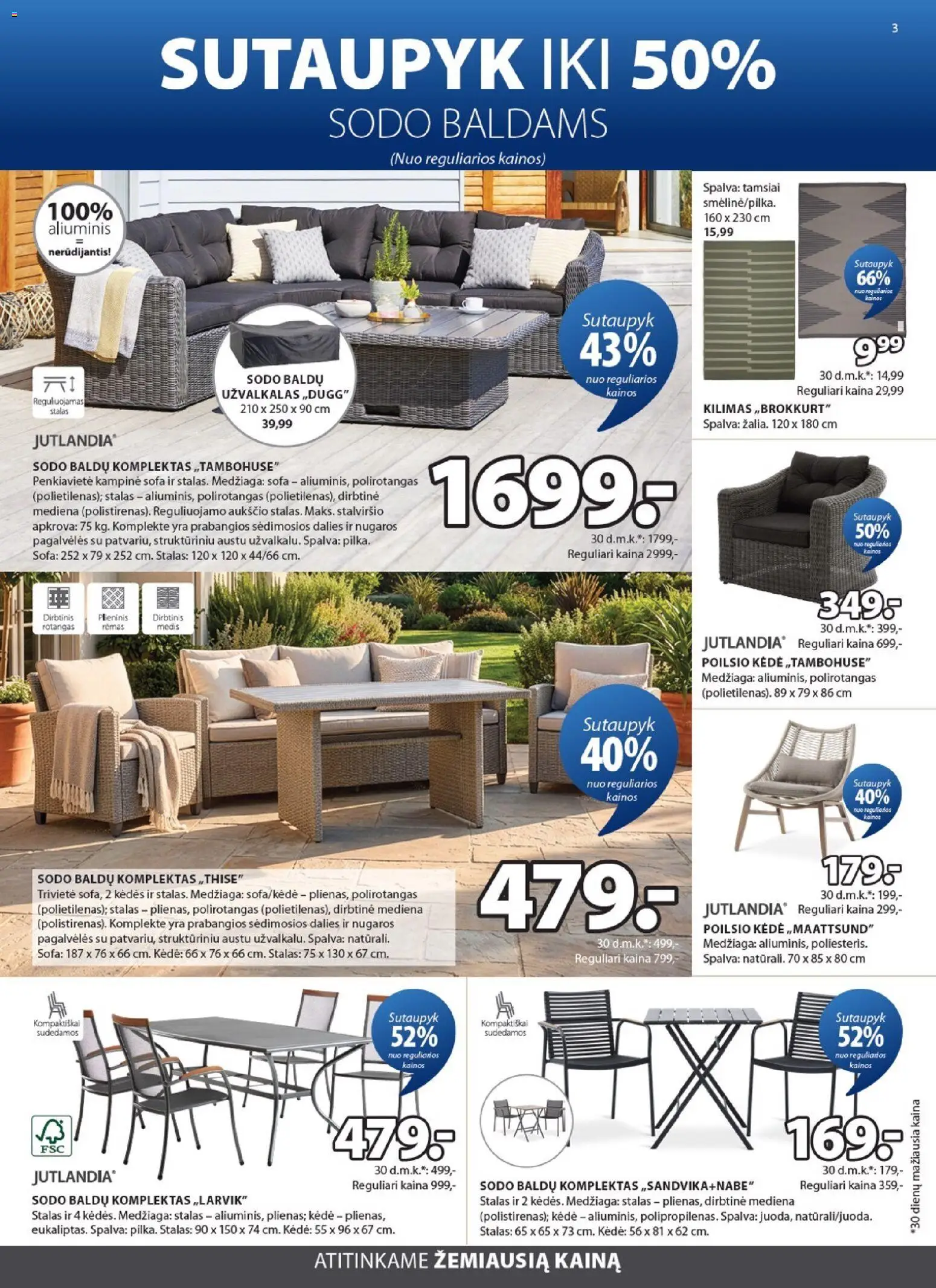 JYSK akcijos nuo 28.04.2026 | Puslapis: 3 | Prekių: Stalas, Kėdė, Kilimas, Užvalkalas