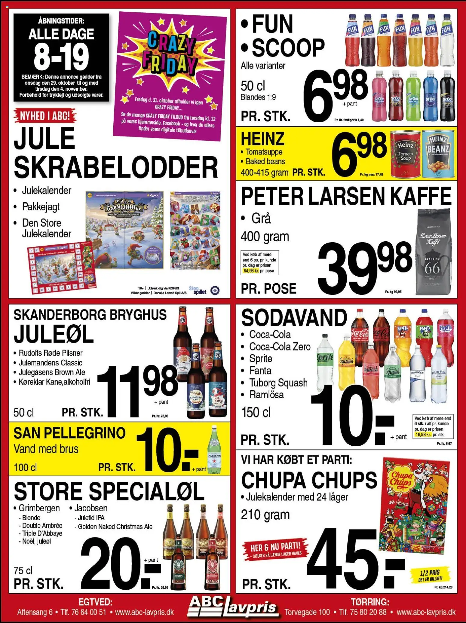 Abc Lavpris tilbudsavis – gyldig fra 29.10.2025 | Side: 1 | Produkter: Chips, Sodavand, Fanta, Tuborg Squash