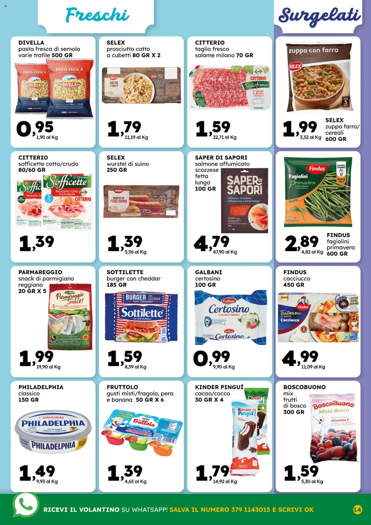 Volantino GECOP del 03.11.2025 | Pagina: 14 | Prodotti: Salmone affumicato, Prosciutto Cotto, Pasta, Wurstel