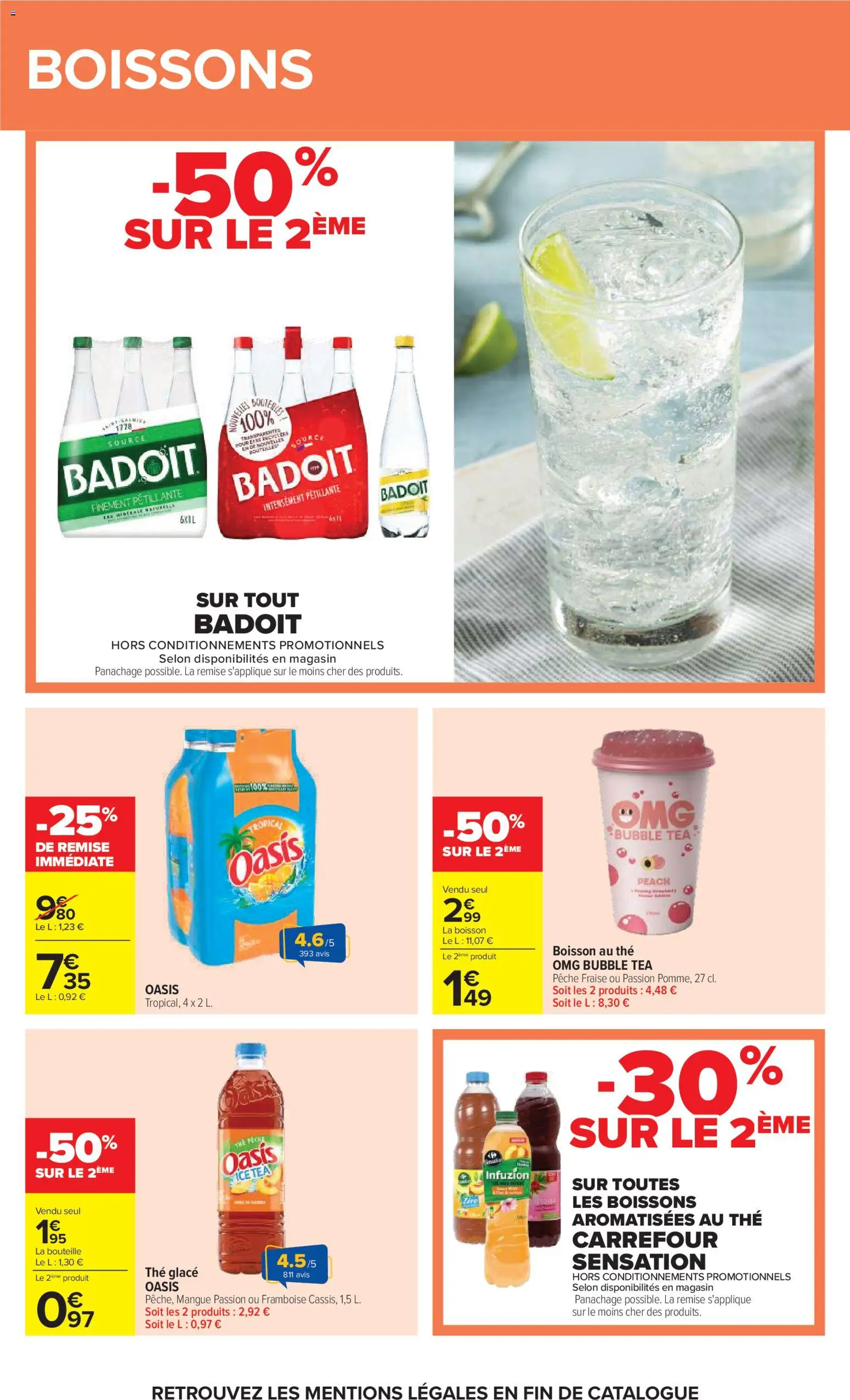 {H1} | Page: 49 | Produits: Fraise, Badoit, Mangue, Thé glacé