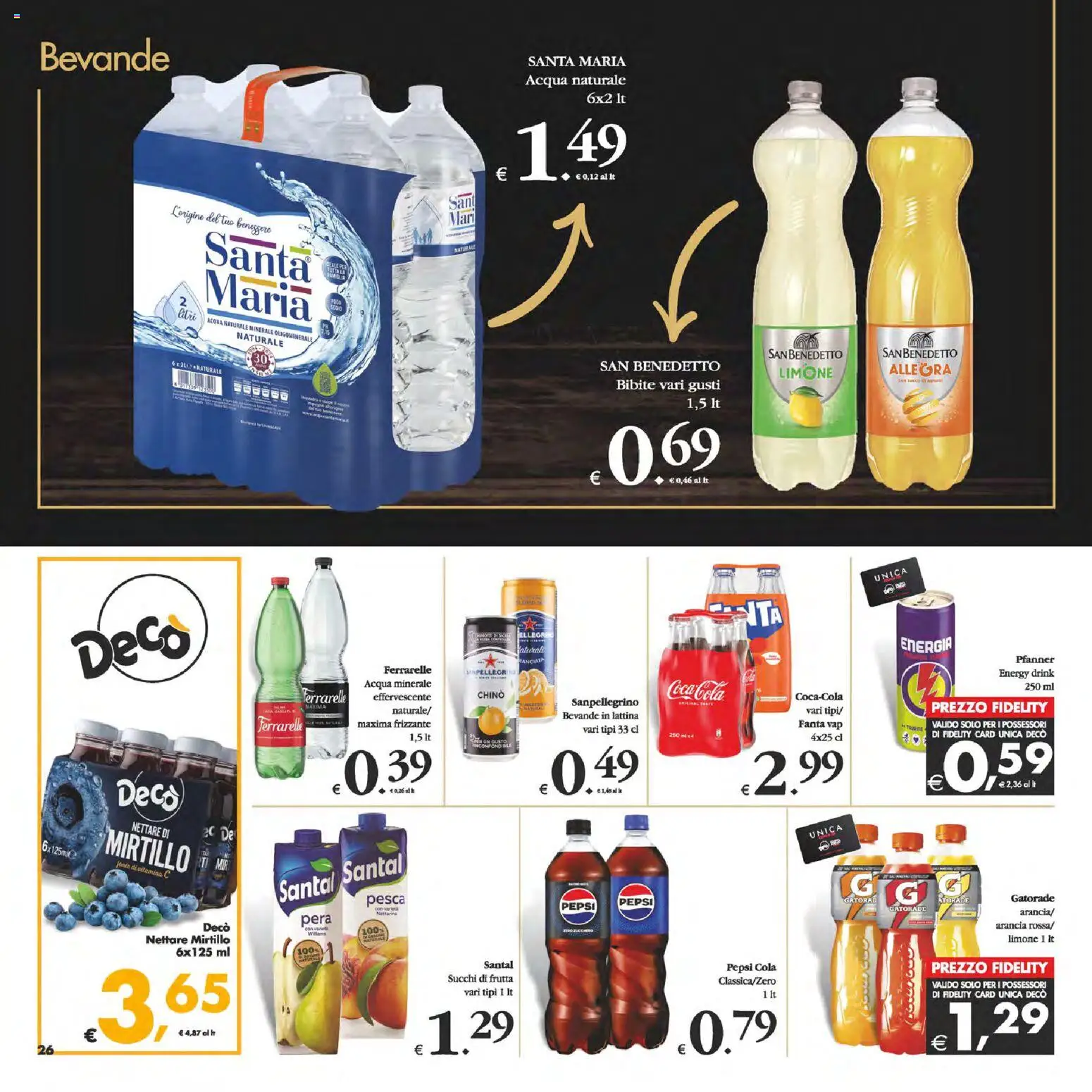 Volantino Decò del 24.10.2025 | Pagina: 26 | Prodotti: Acqua, Acqua naturale, Bibite, Fanta