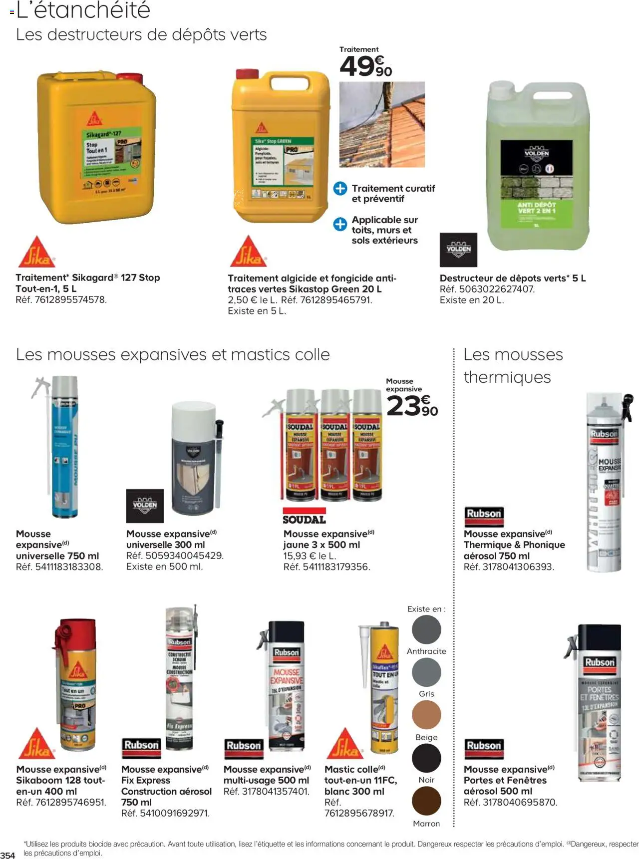 {H1} | Page: 354 | Produits: Mousse, Mousse expansive, Portes, Colle