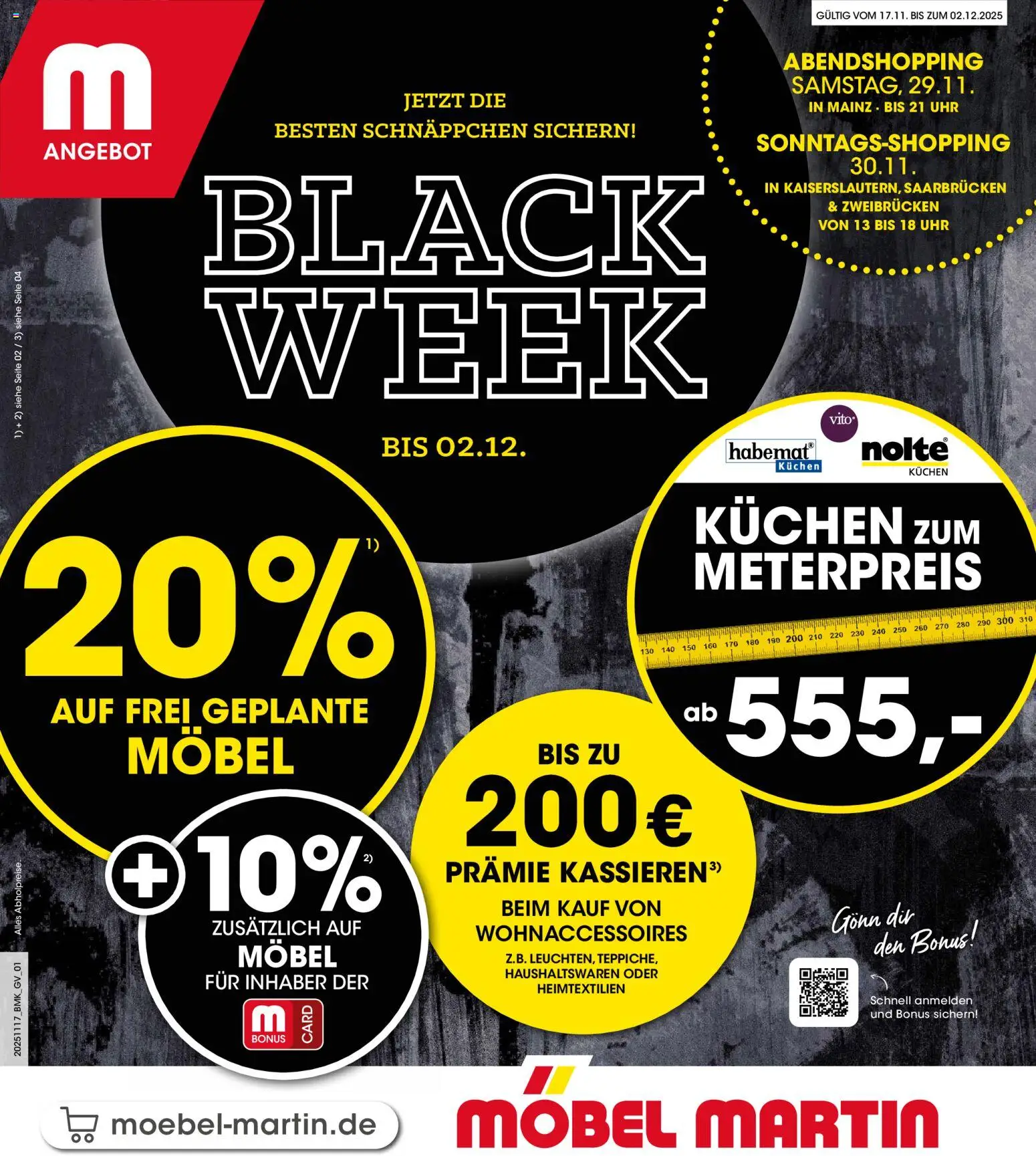 Möbel Martin - Black Friday – gültig ab 17.11.2025 | Seite: 1 | Produkte: Kuchen, Uhr